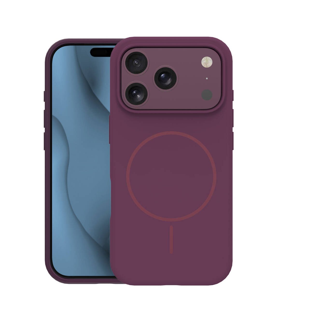 TFO Handyhülle Silikon Thin Mag kompatibel mit iPhone 18 Pro Dunkelkirschrot Hülle 6,3, Magnetring und weiches Mikrofaser-Innenfutter