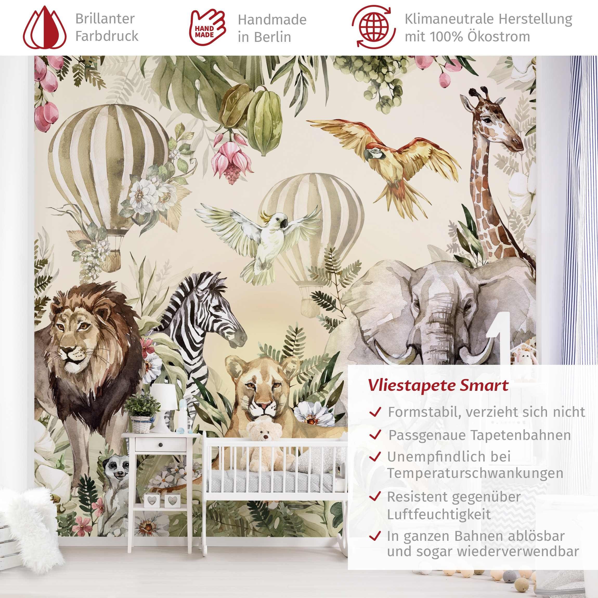 Bilderdepot24 Kindertapete Kinderzimmer Aquarell Tiere Ballon günstig online kaufen