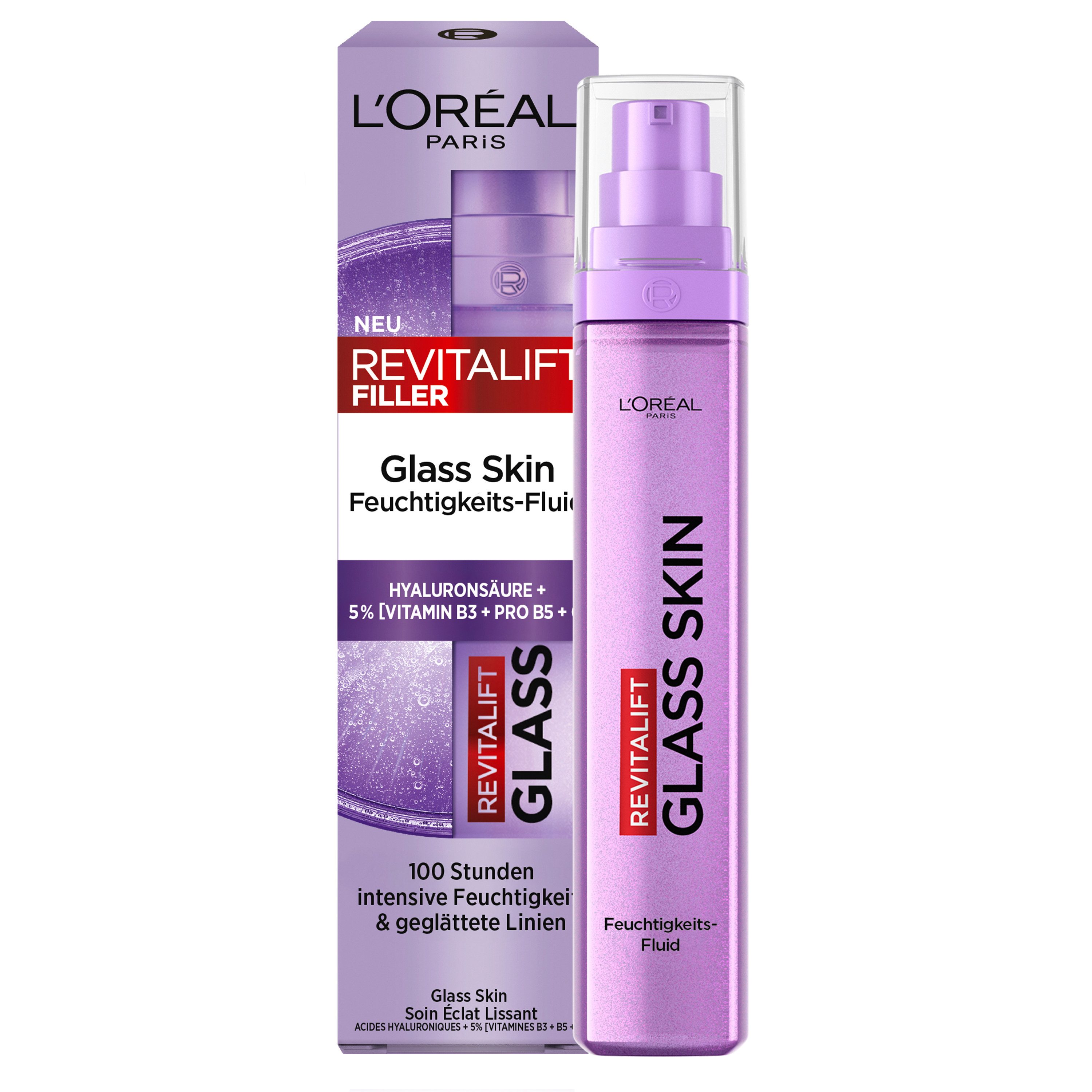 L'ORÉAL PARIS Gesichtsfluid REVITALIFT GLASS SKIN FEUCHTIGKEITSFLUID, glättet die Hautoberfläche für eine glowy Ausstrahlung