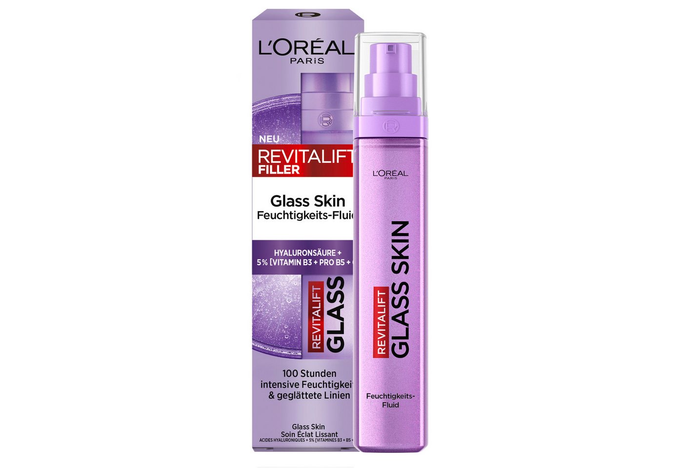 L'ORÉAL PARIS Gesichtsfluid REVITALIFT GLASS SKIN FEUCHTIGKEITSFLUID, glättet die Hautoberfläche für eine glowy Ausstrahlung