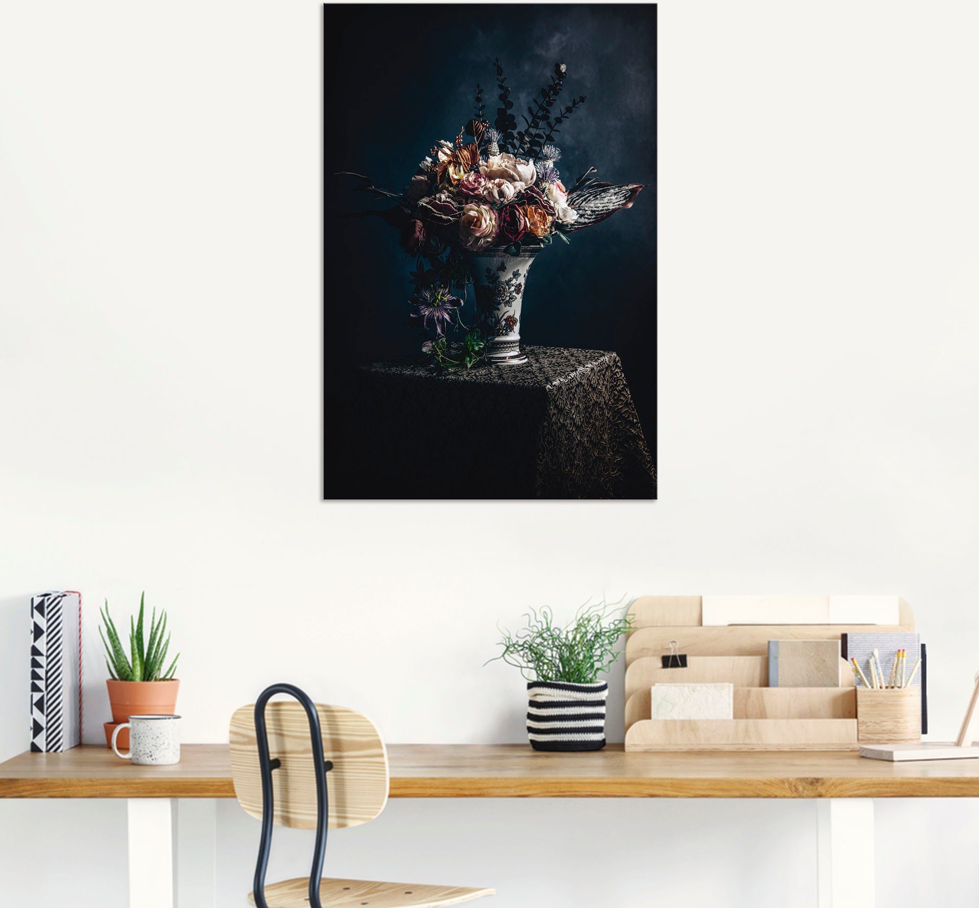 Artland Wandbild Kunstblumen Leinwandbild, Alubild, Arrangements (1 St), Größen als Wandaufkleber versch. in Poster Stillleben, oder