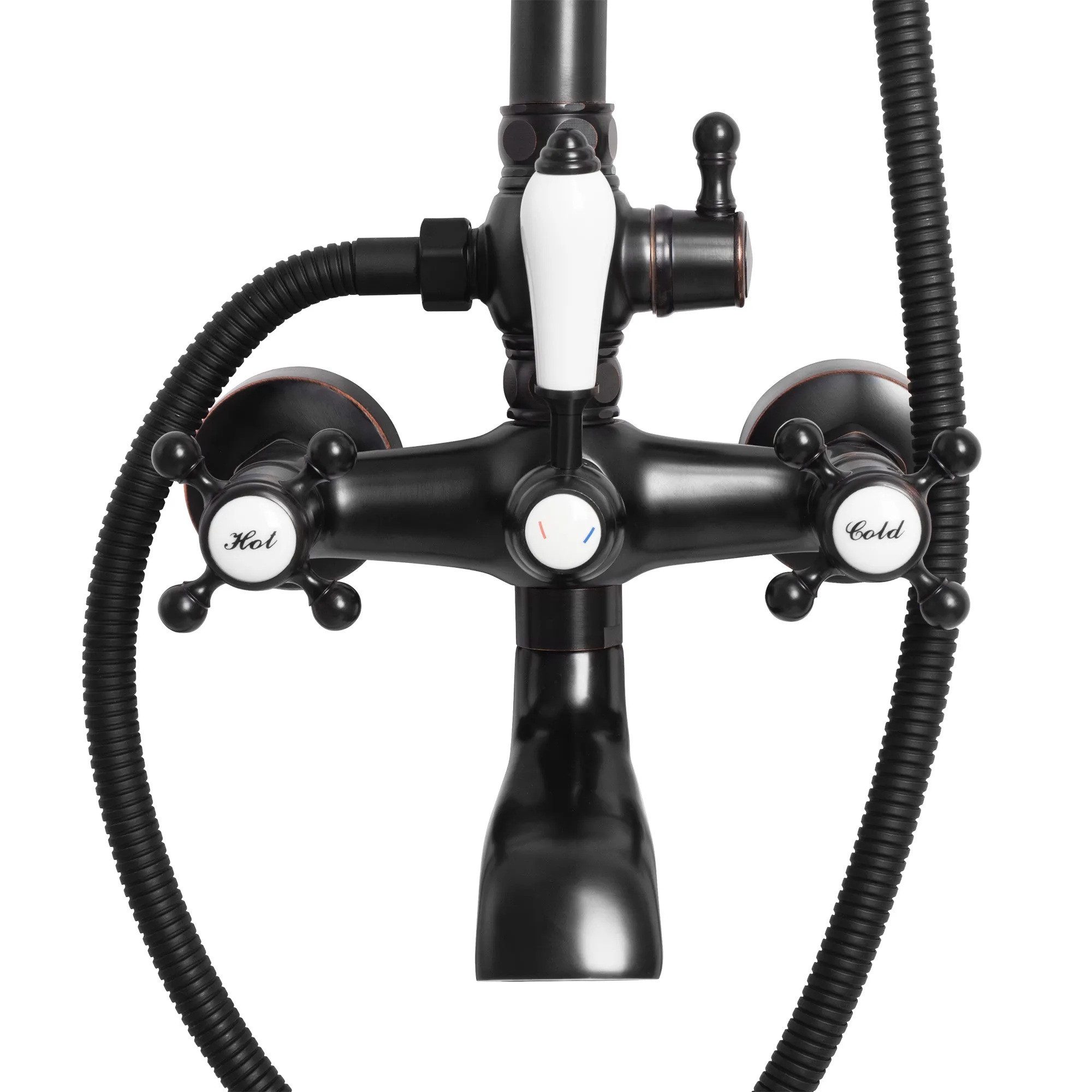 wohnwerk.idee Duschsystem Dusche Antik Retro Gold Matt Schwarz Regendusche mit Handbrause