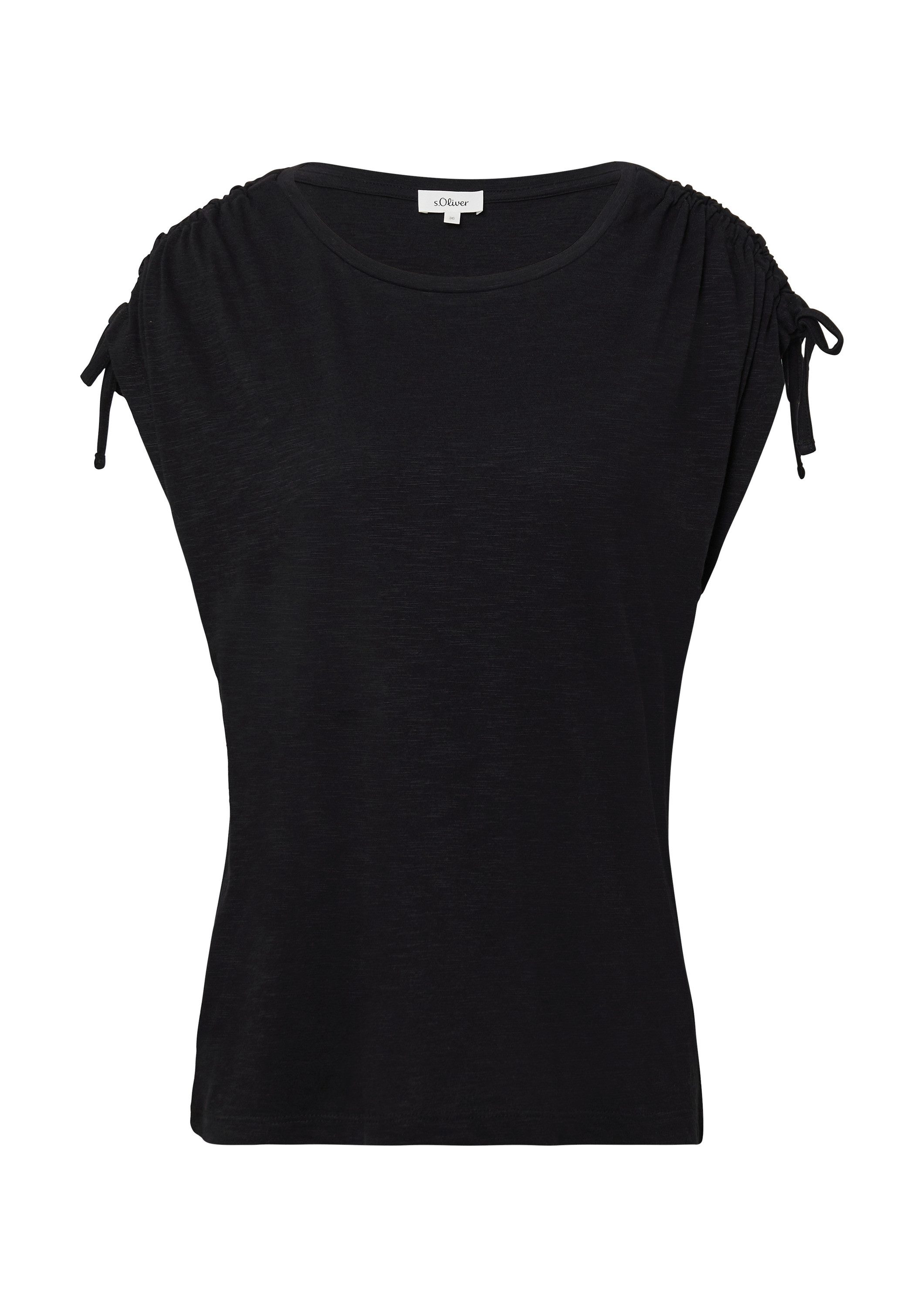 s.Oliver Kurzarmshirt T-Shirt T-Shirt mit Flammgarnstruktur und Raffung günstig online kaufen