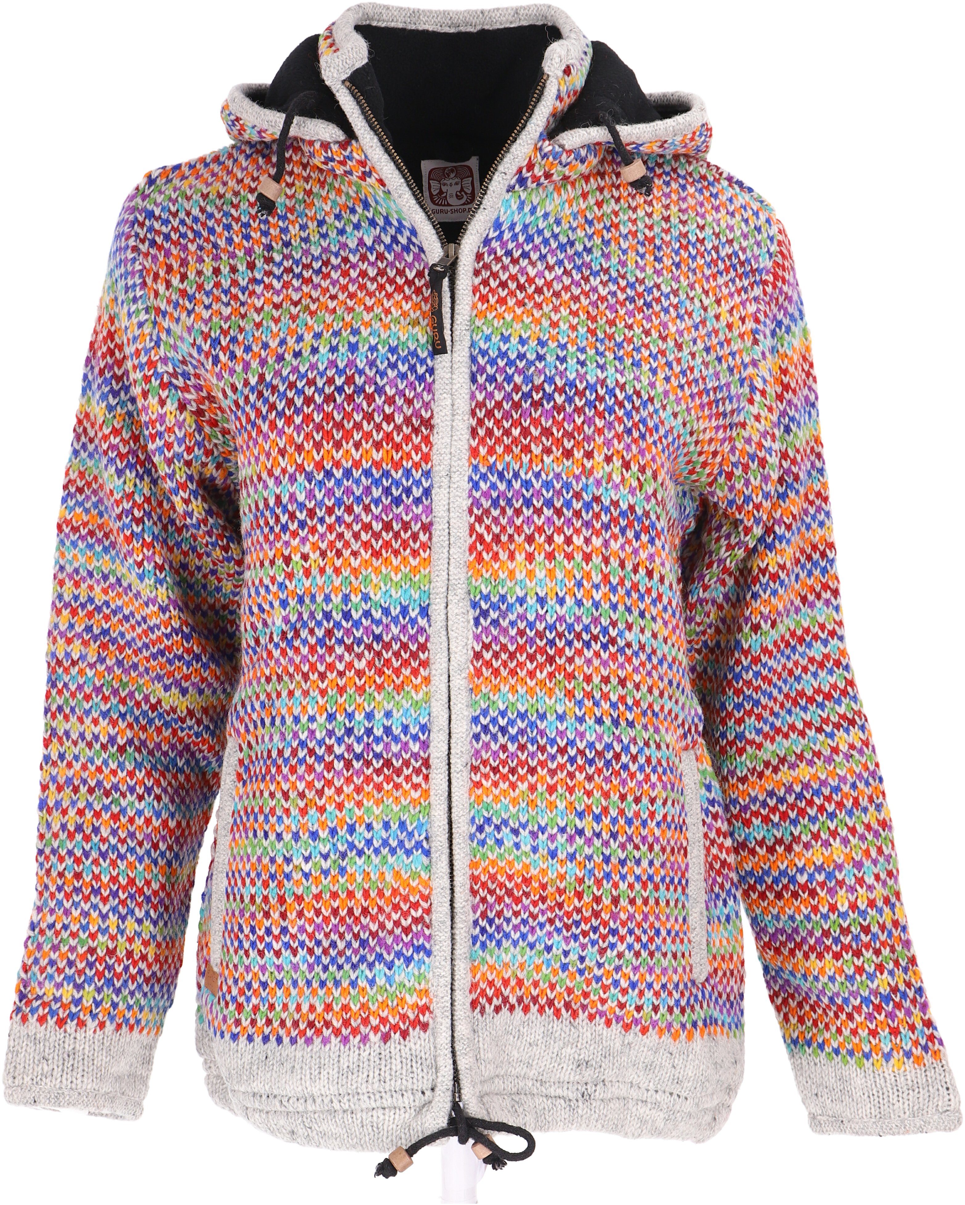 Guru-Shop Langjacke Kuschelige gefütterte Strickjacke, gestreifte.. günstig online kaufen
