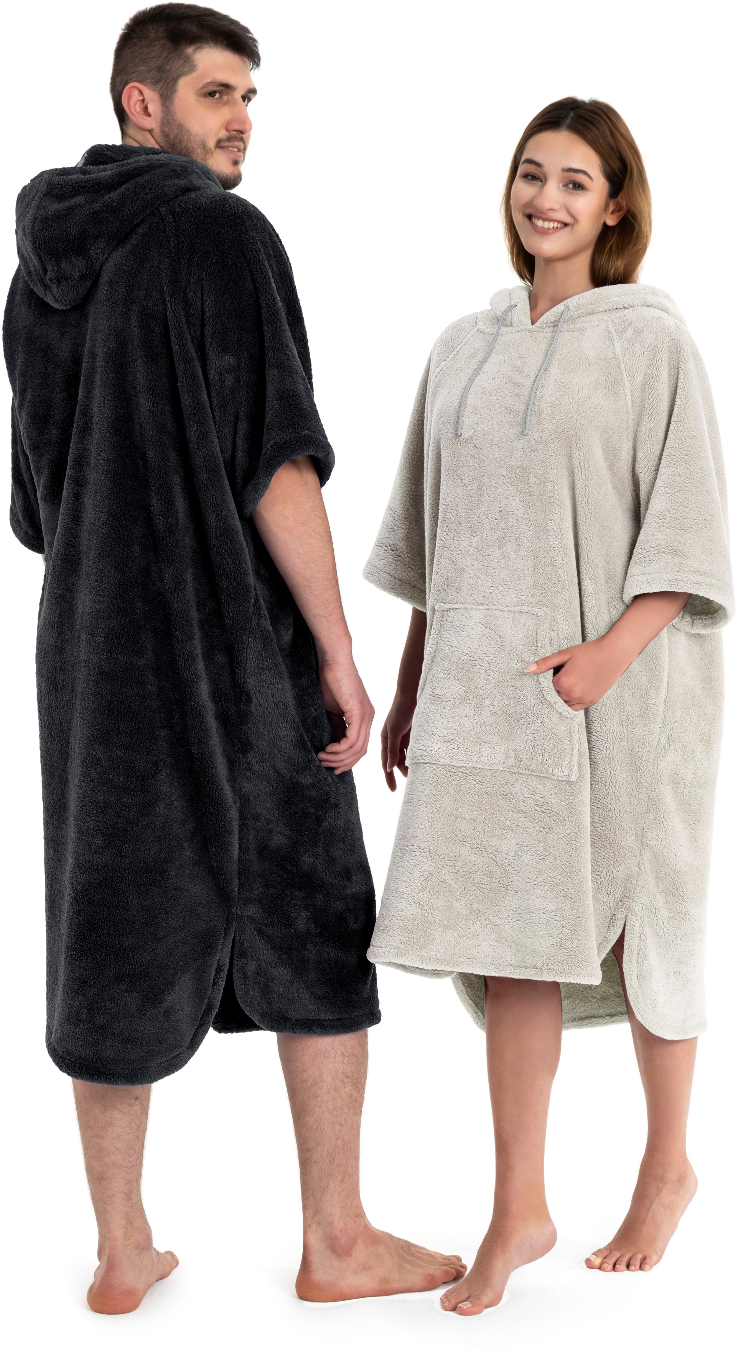 OTTO home Badeponcho Lillou, Surfponcho ideal für Sauna, Spa & im Urlaub, Langform, Microfaser, Kapuze, ohne, weich und kuschelig, plüsch, Fleece, Unisex, für Damen und Herren