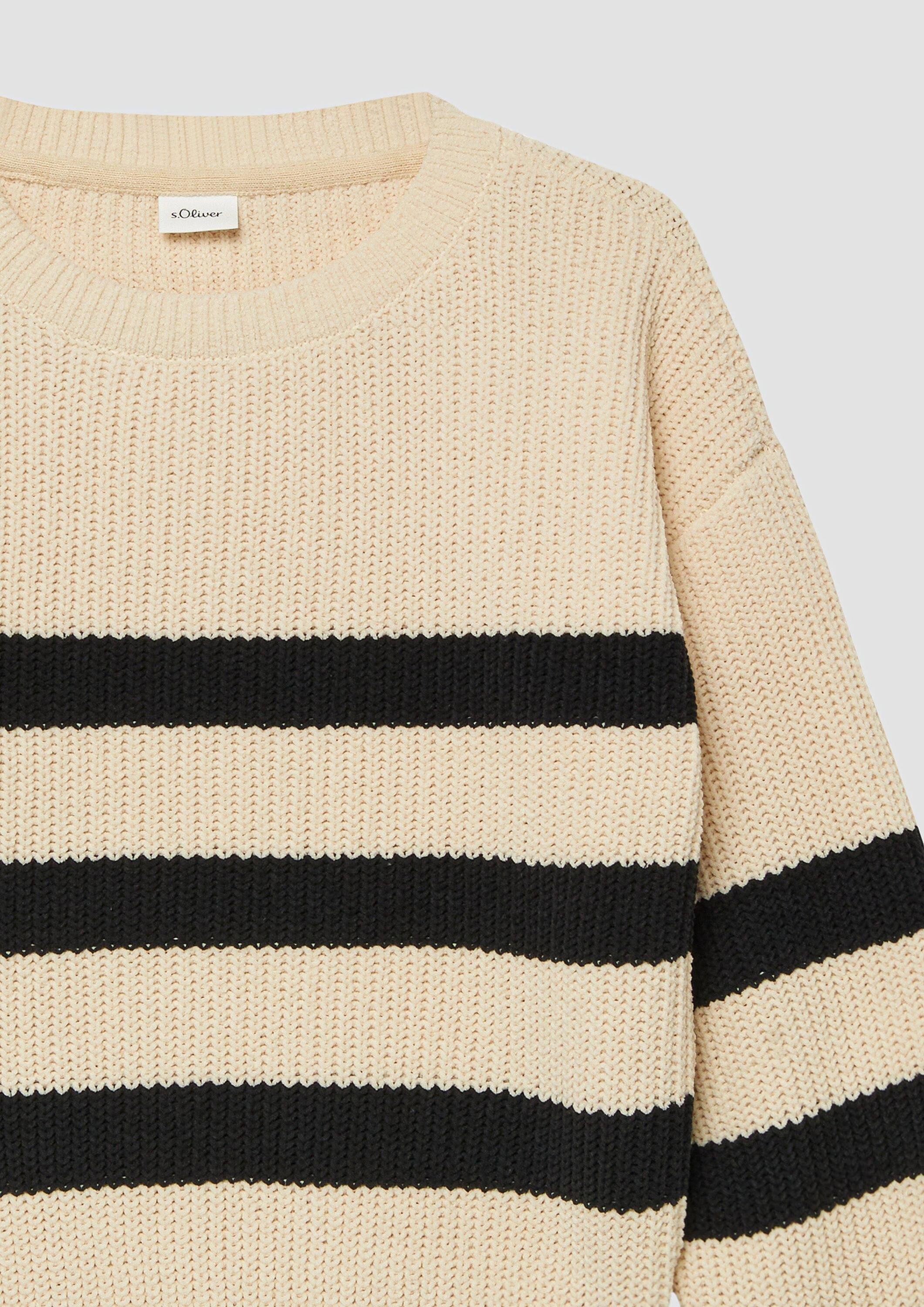 s.Oliver Longpullover Strickpullover Gestreifter Chenille Pullover im Loose Fit