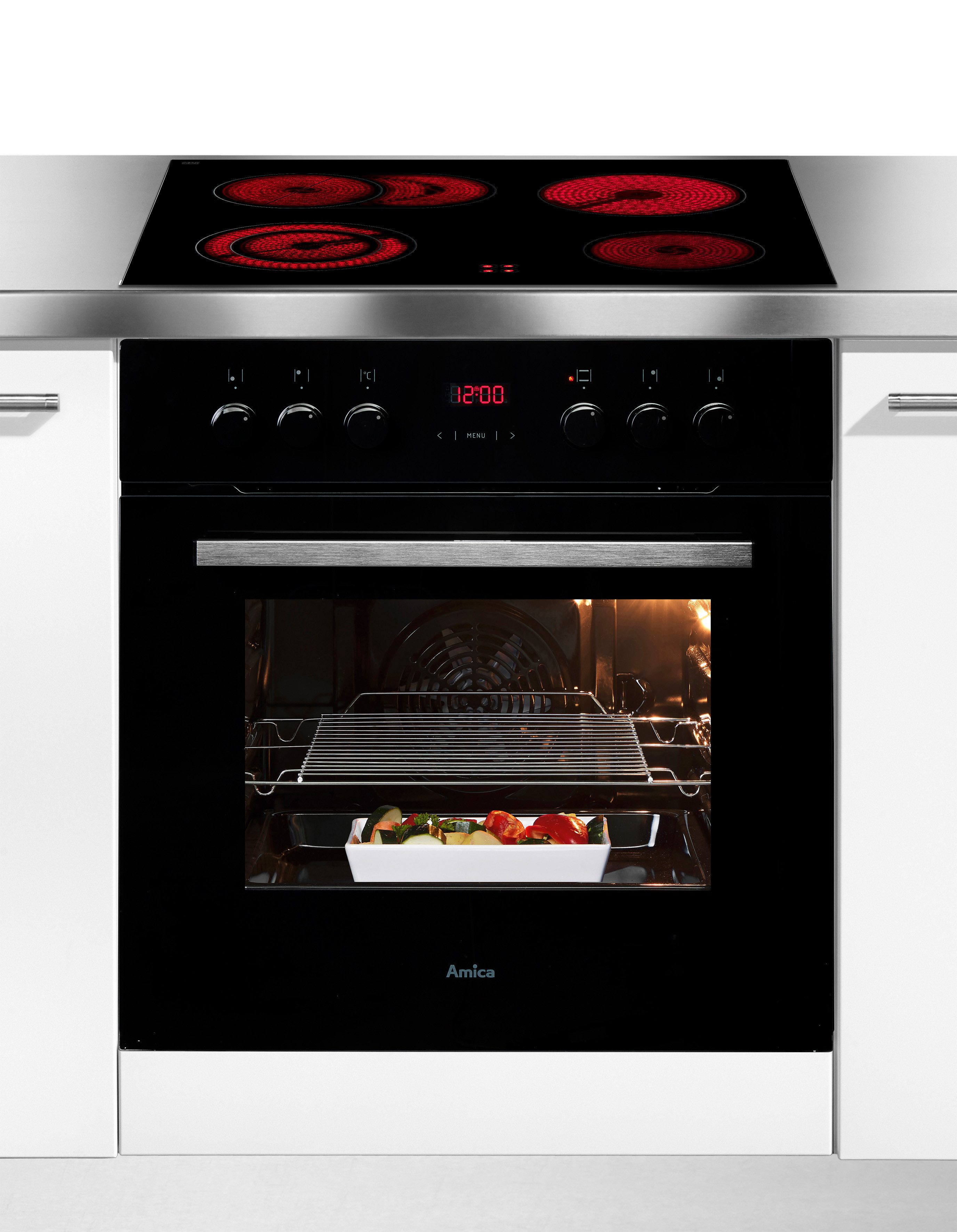Amica Elektro-Herd-Set EHC 933 333 S, Sicher kochen, bester Überblick – Reinigung im Handumdrehen