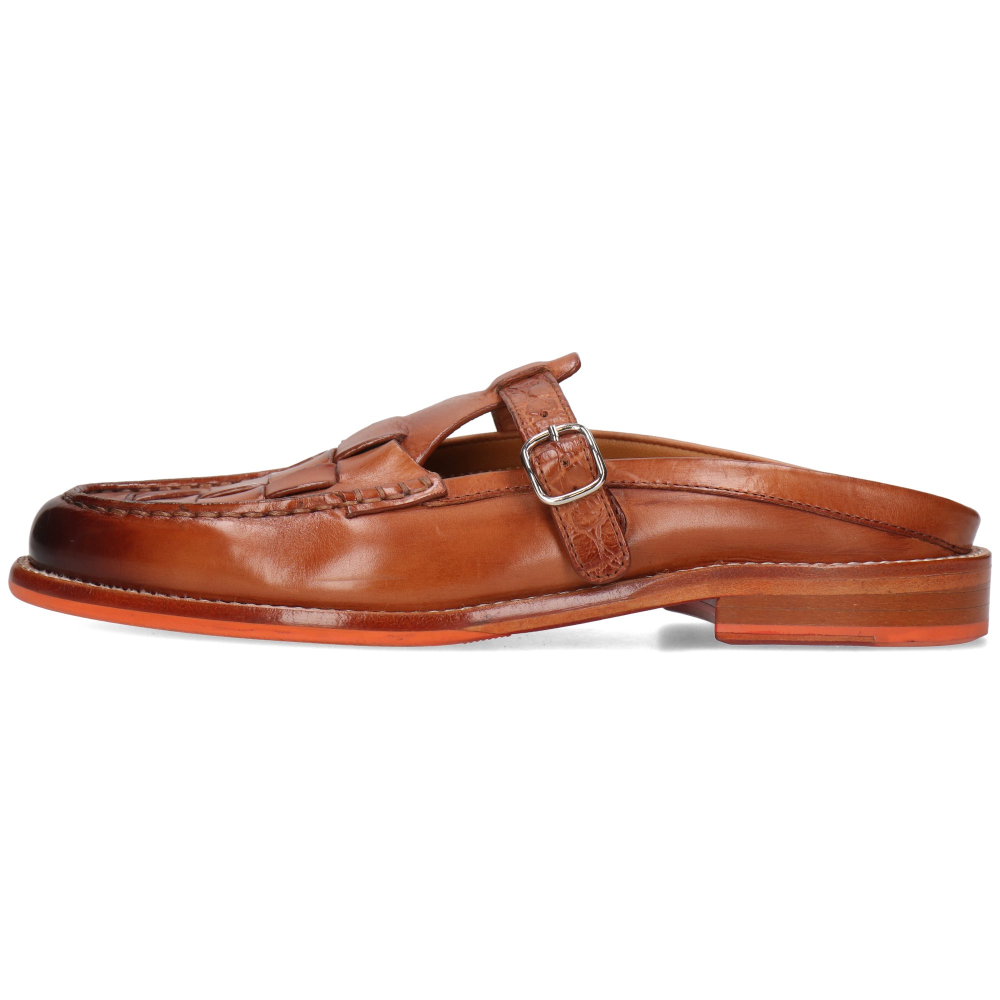 Melvin & Hamilton Gianna 7 Leder-Pantoletten für Damen Pantolette Flache Absätze, Vegetabile Gerbung, Von Hand geflochten