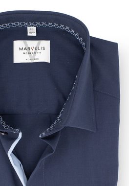 MARVELIS Kurzarmhemd Kurzarmhemd - Modern Fit - Einfarbig - Bleu
