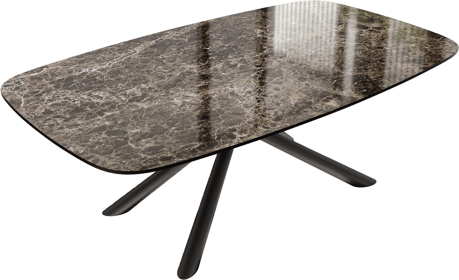 DELIFE Couchtisch Edge, Boot 120x70 cm Keramik Emperador Extra Lucidato Dunkelbraun Sarity Met