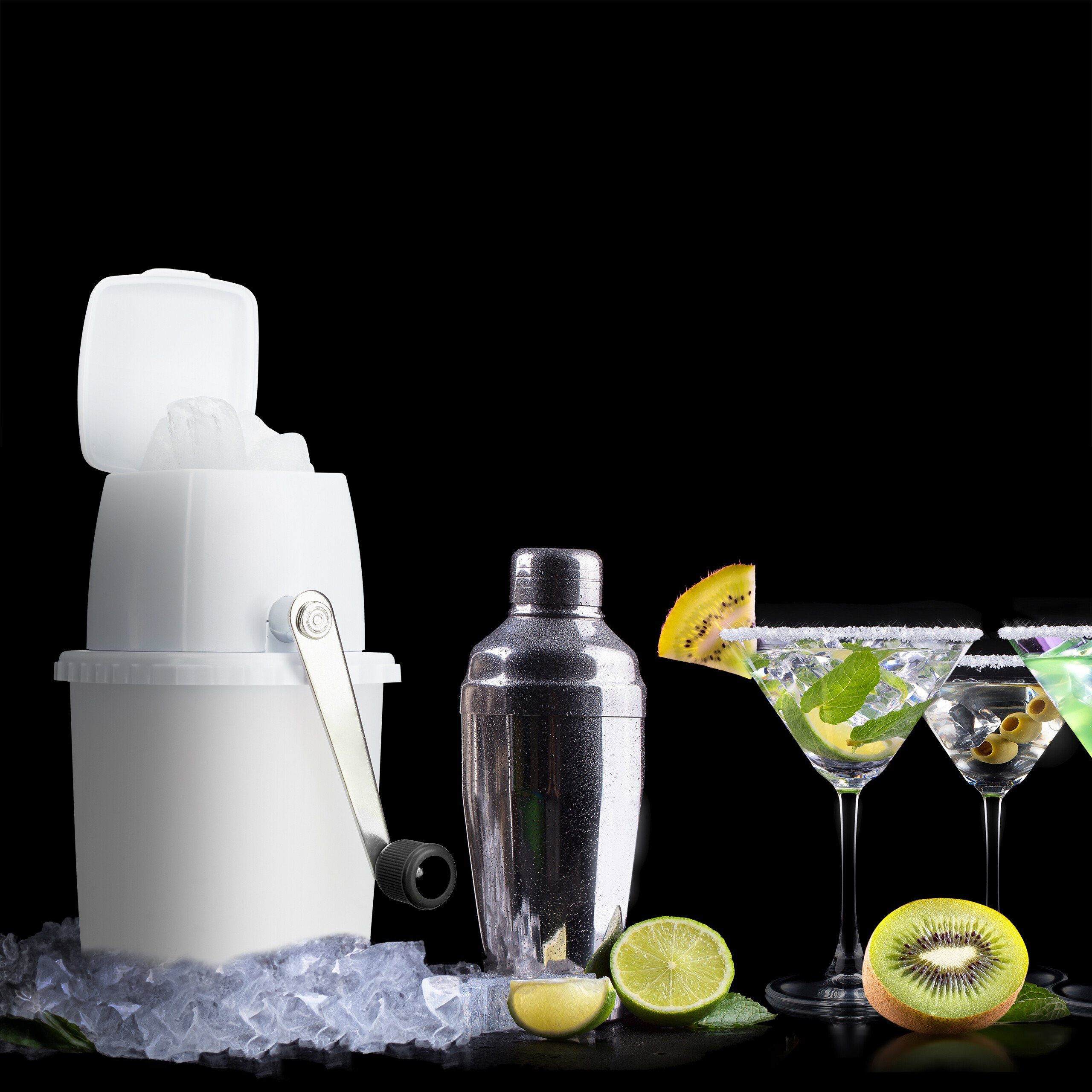 relaxdays Eiswürfelbehälter Manueller Eiscrusher, Kunststoff