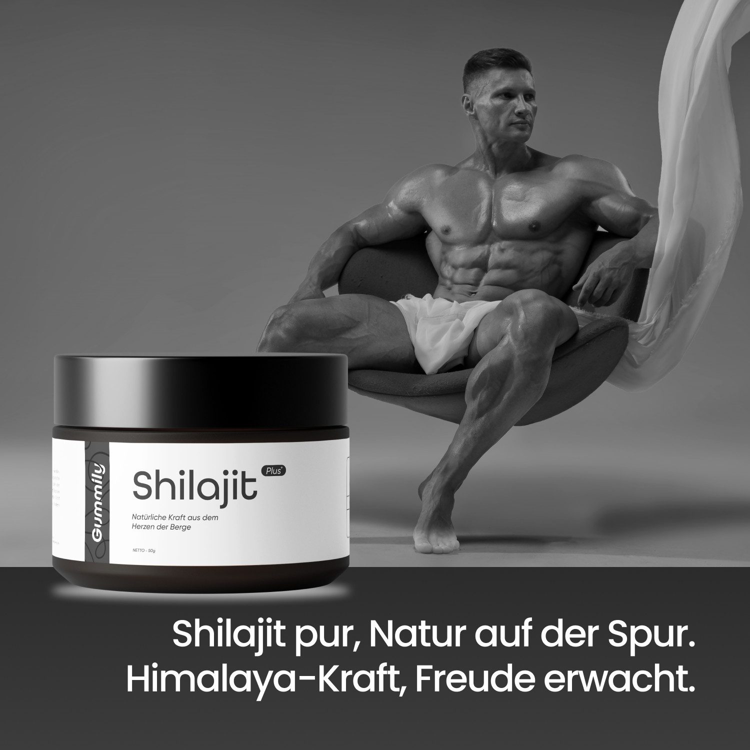 Gummily® Original Himalayan Shilajit Harz 75+ Fulvinsäure, Huminsäuren, Mumijo Harz, 50 g