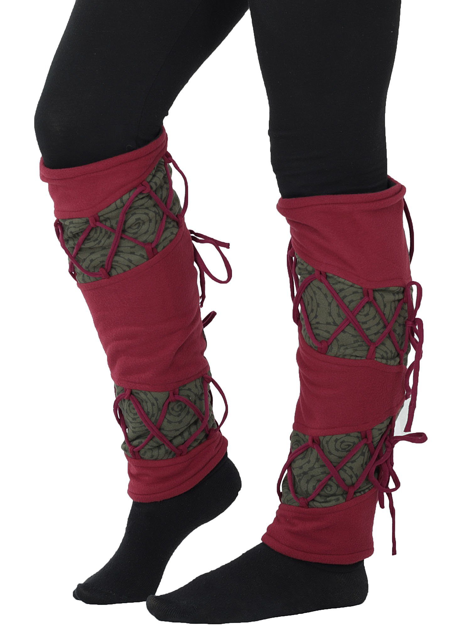 PUREWONDER Beinstulpen Stulpen aus Fleece mit Schnürung lw4 (1 Paar) Einheitsgröße Rot