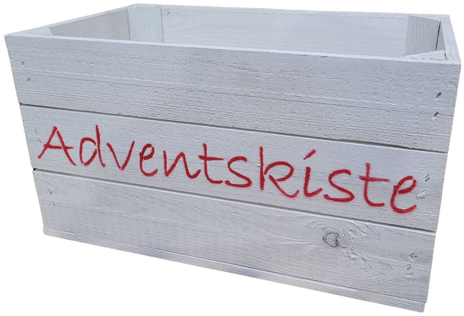 Kistenkolli Altes Land Allzweckkiste Adventskiste "Hilde" weiß ohne mit roter Schrift