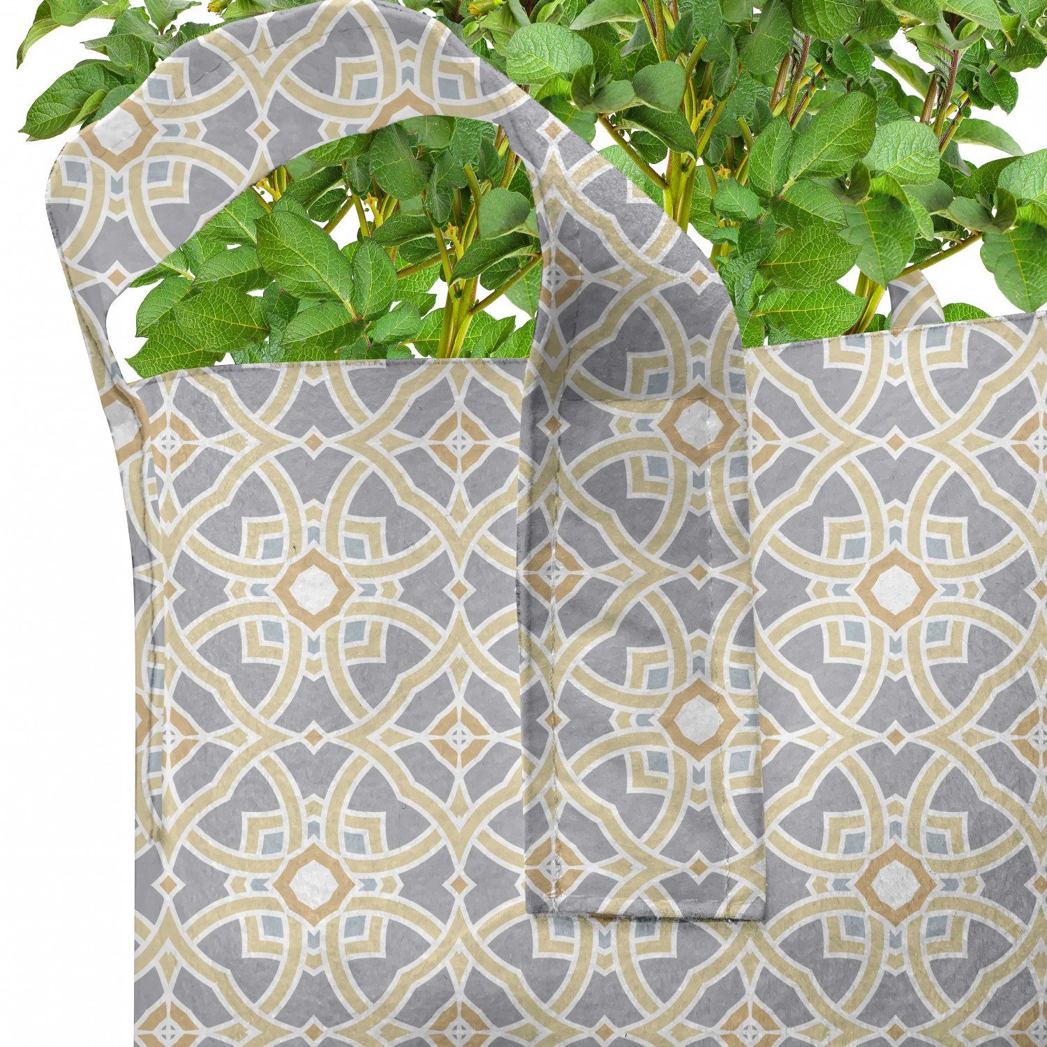 Abakuhaus Pflanzkübel hochleistungsfähig Stofftöpfe mit Griffen Marokkanische Pflanzen, Blumenkunst Geometrisch für