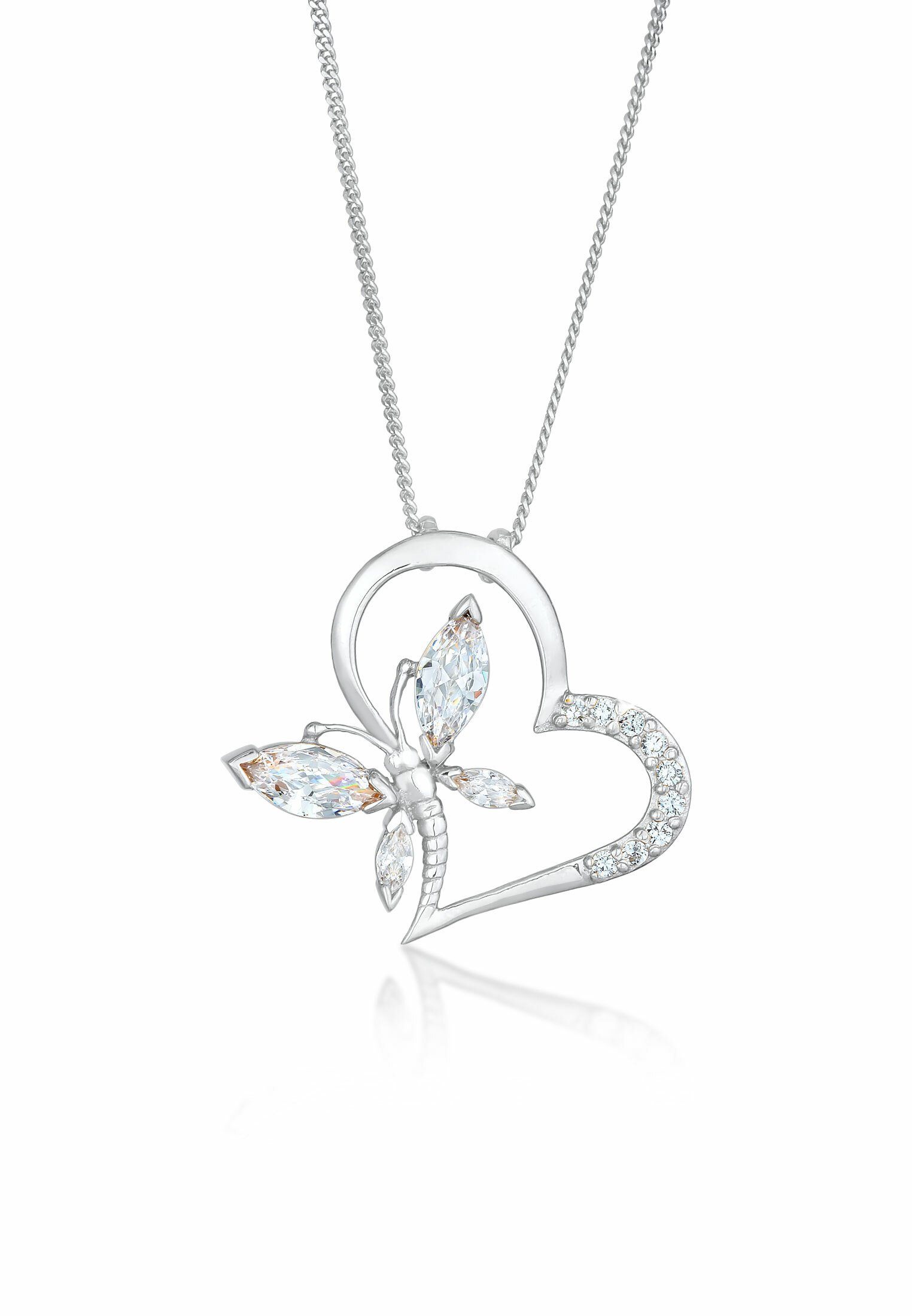 Elli Collierkettchen Herz Schmetterling Zirkonia 925 Silber Noble