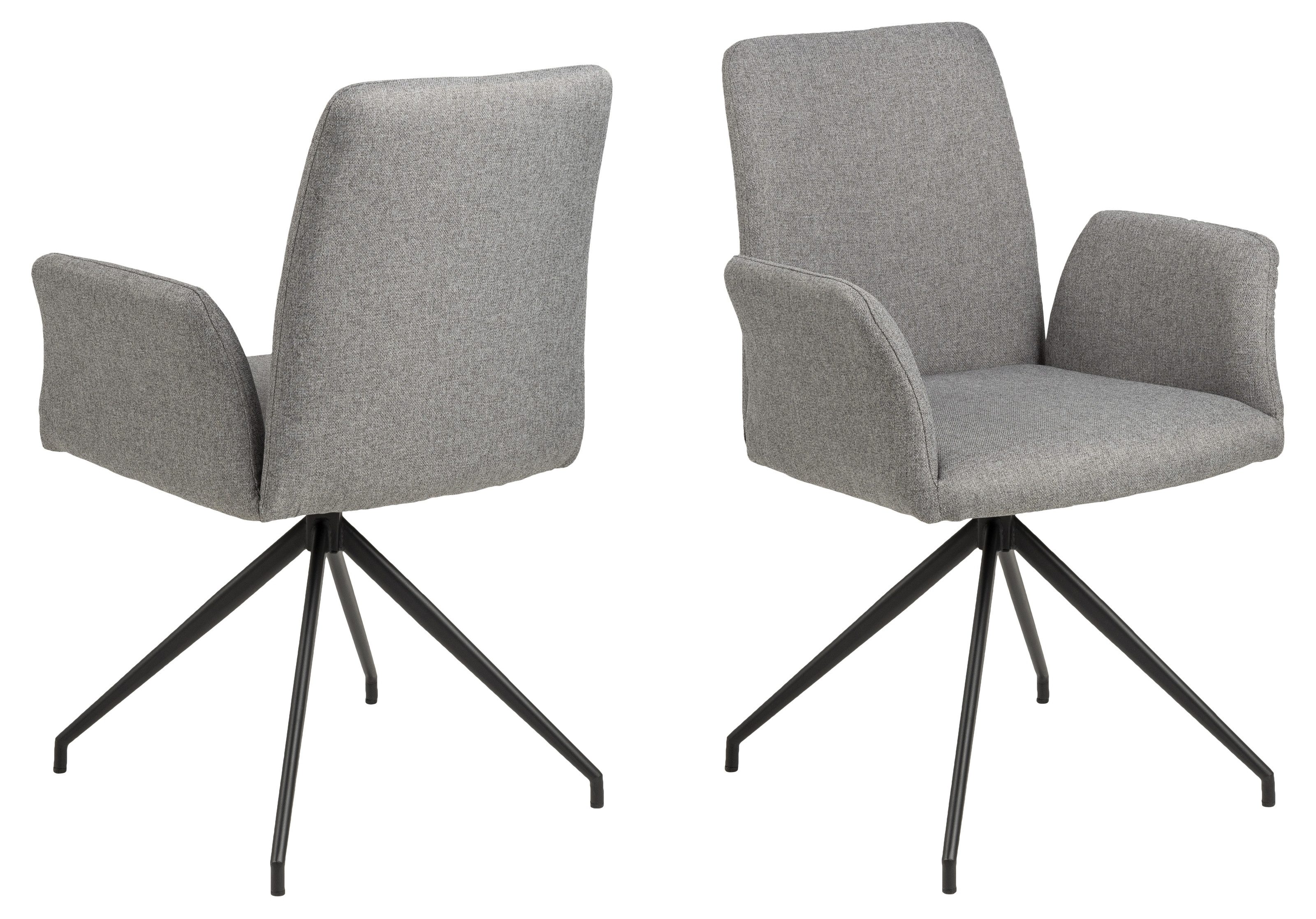 Armlehnstuhl in Grau, Polyester, Stahl - 59x88x59cm (BxHxT)