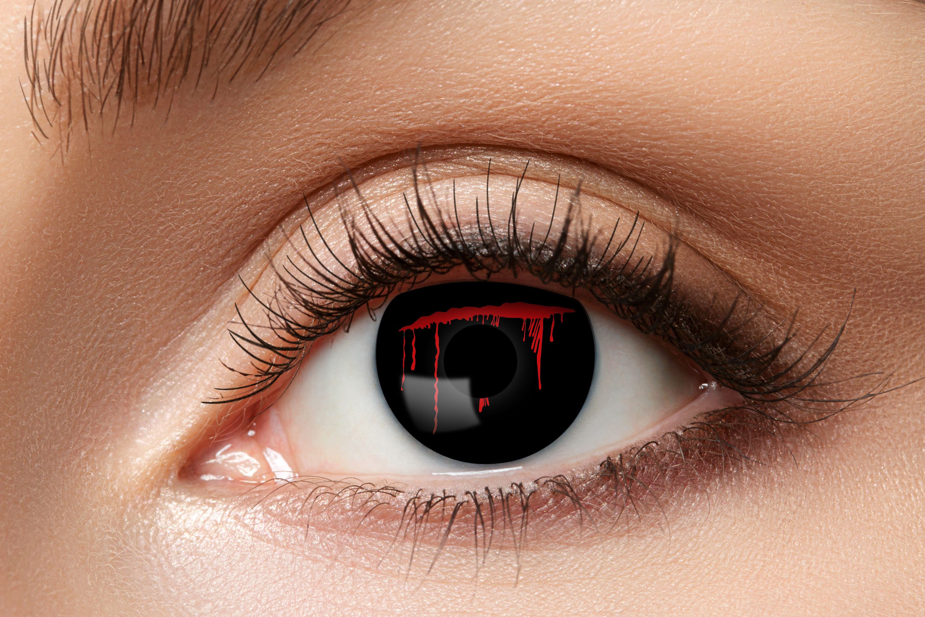 Party Factory Farblinsen Zoelibat Black Slash Kontaktlinsen 12 Monate – Intensives Schwarz