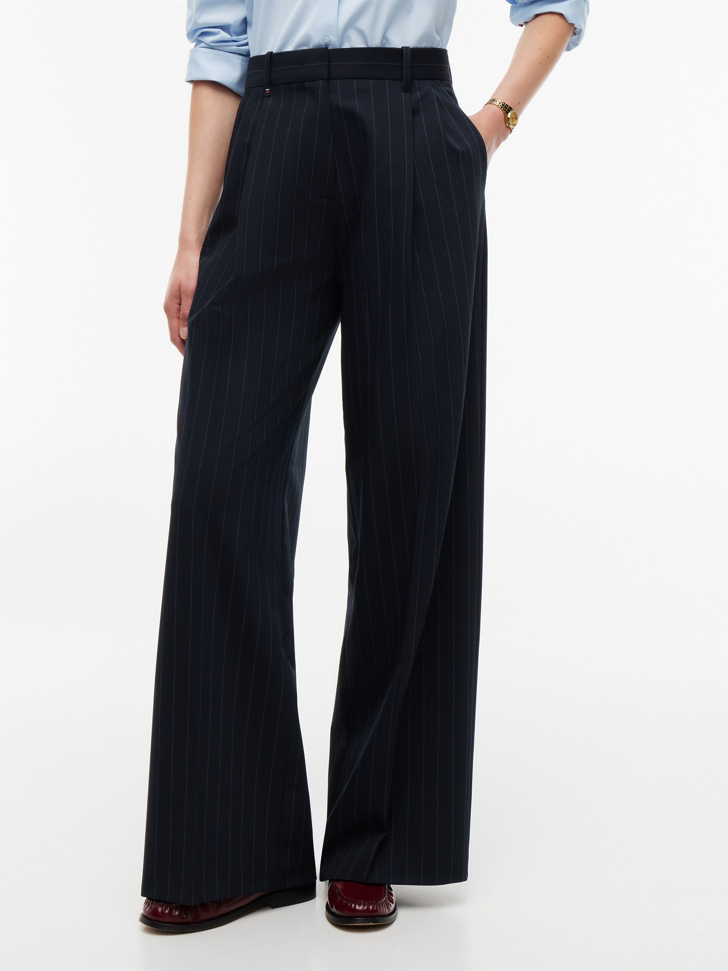 Tommy Hilfiger Anzughose VISCOSE BLEND WIDE LEG Materialmix, lässig geschnitten