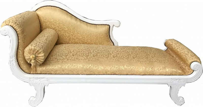Casa Padrino Chaiselongue Barock Chaiselongue Modell XXL Gold Muster / Weiß - Recamiere Wohnzimmer Möbel