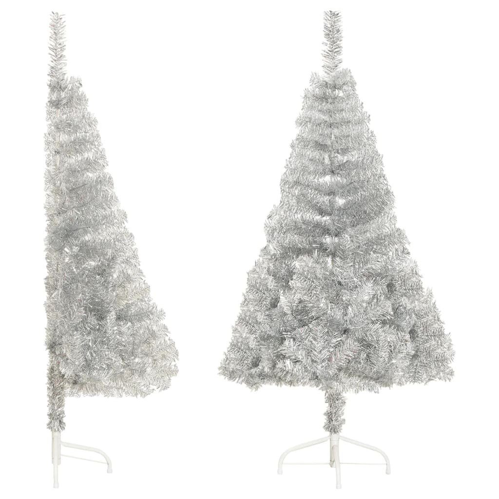 furnicato PET mit Weihnachtsbaum 120 Silber Künstlicher Künstlicher cm Halb-Weihnachtsbaum Ständer