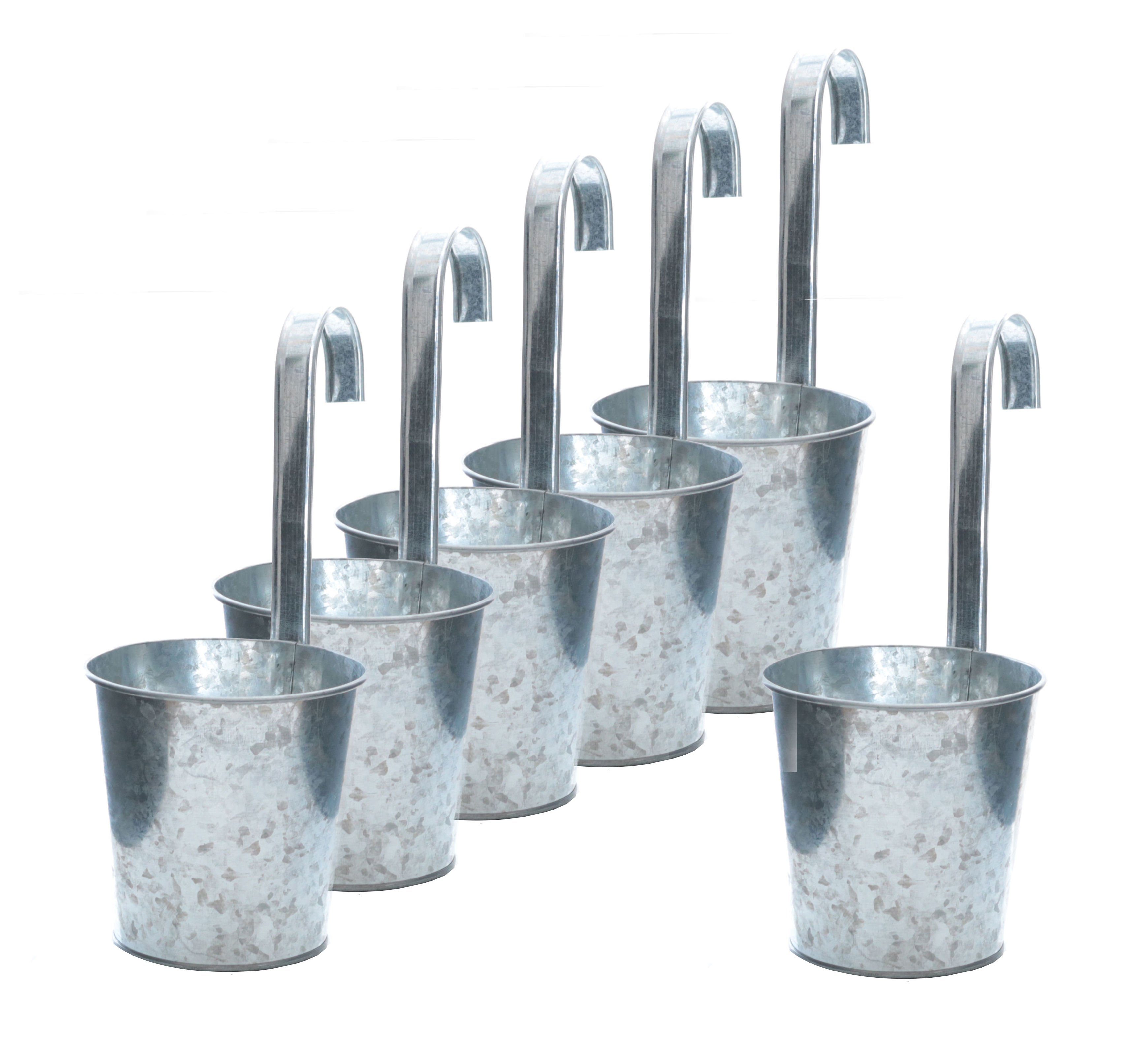 Spetebo Kräutertopf Zink Blumentopf zum Einhängen Ø 13 cm - 6er Set (6er Set, 6 St., Pflanztöpfe), Balkon Hängetopf mit Haken