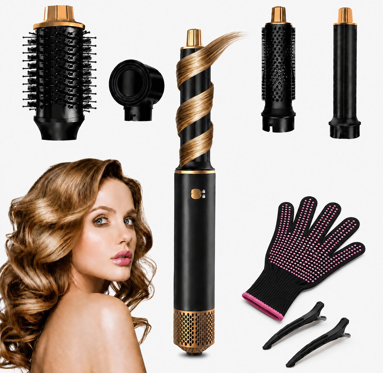 ibettertec Multihaarstyler 5 in 1 Hairstyler, Ionen Föhn, Multifunktionaler Airstyler, Warmluftbürste, Lockenstab für Styling, Volumen, Locken & Glätten