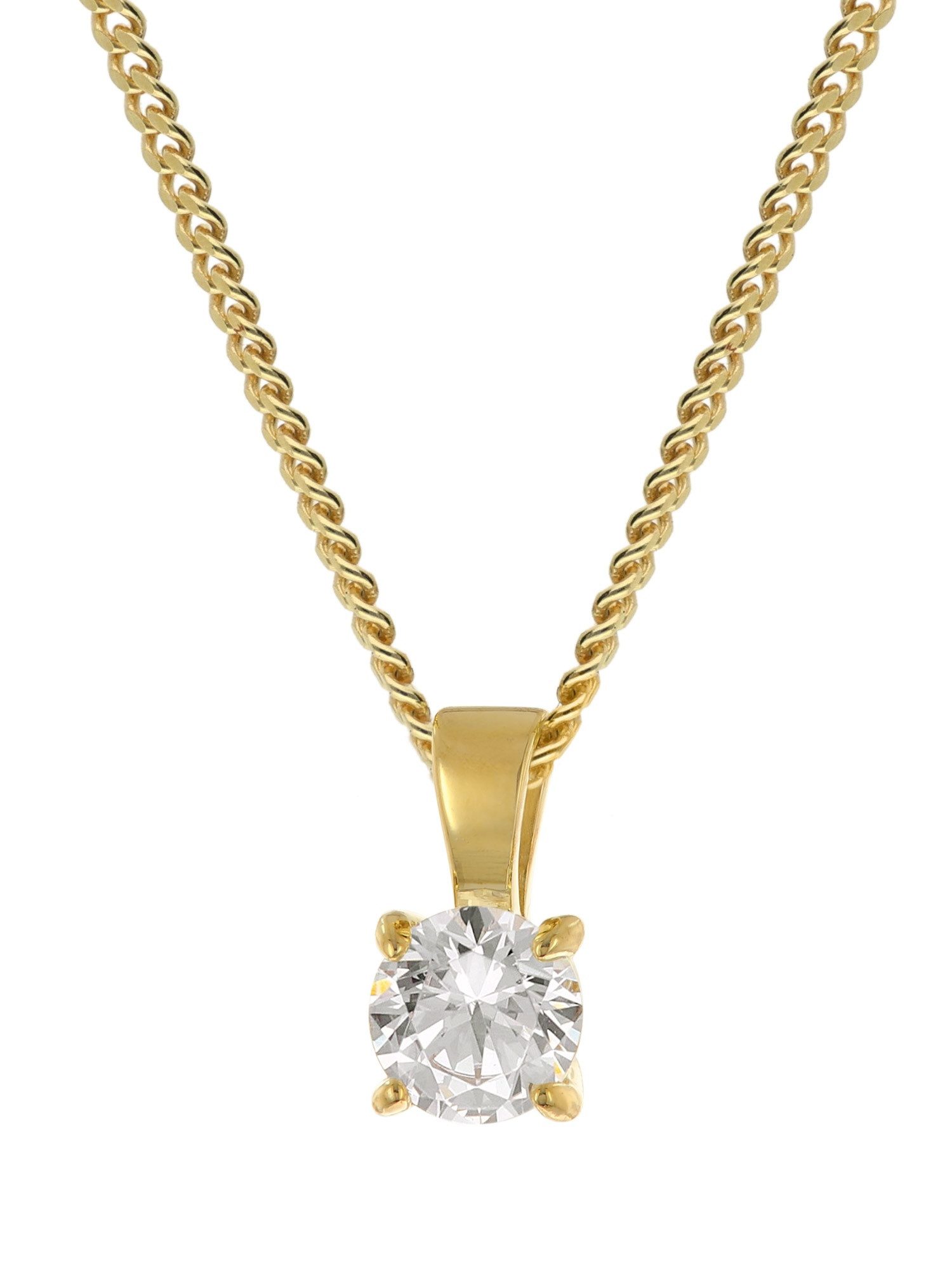 Glizz Panzerkette Lab Grown Diamant-Anhänger 0,50 ct Gelbgold an Silberkette