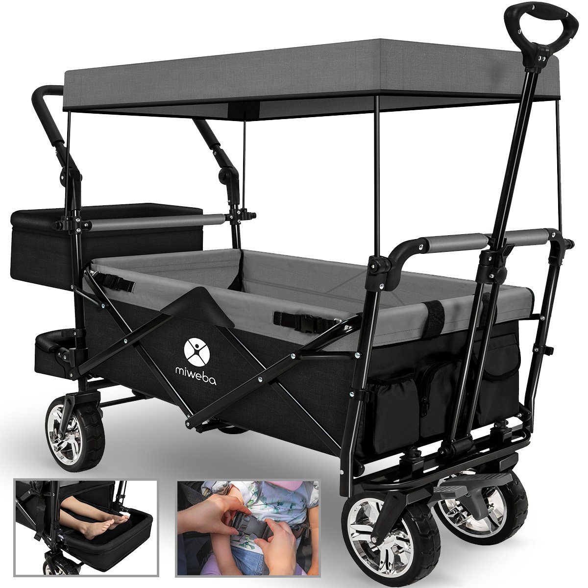miweba Bollerwagen faltbar Transportkarre Handwagen Bollerwagen MB-20 (Bollerwagen klappbar, Kinderwagen, 1-tlg., faltbarer Bollerwagen, Bollerwagen für Kinder), faltbarer Bollerwagen