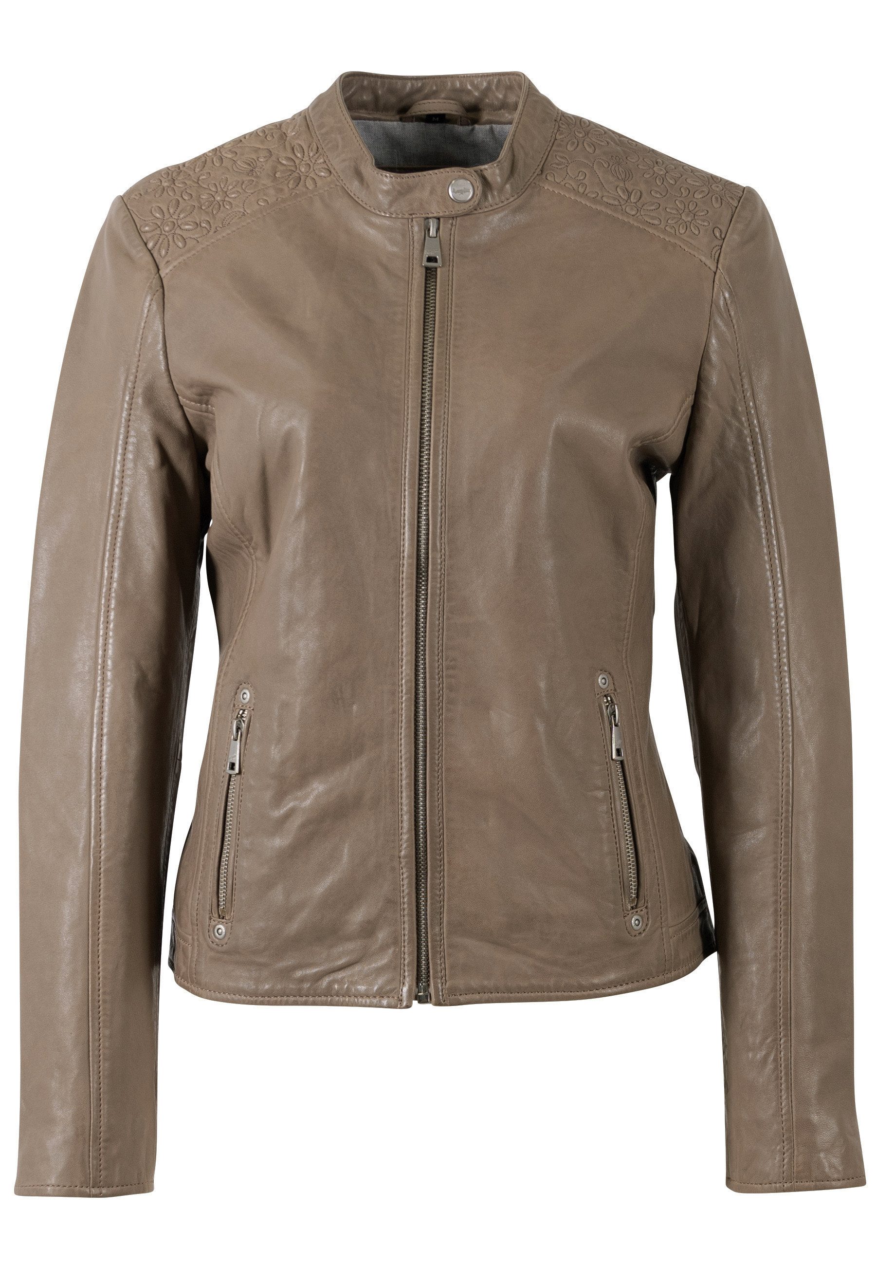 Mauritius Lederjacke MWMabou Bikerjacke mit dekorativer Schulterpartie