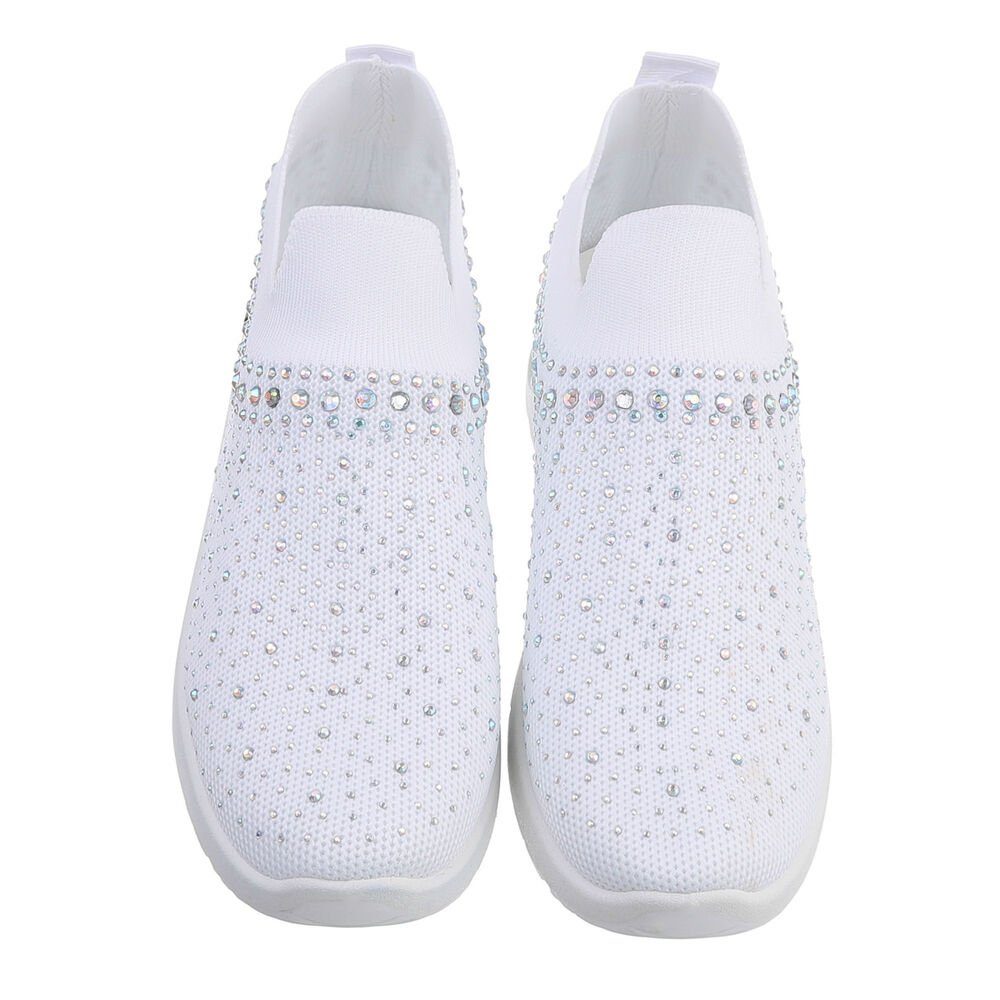 Flach Freizeit Low Ital-Design Weiß Damen Low-Top in Sneakers Sneaker
