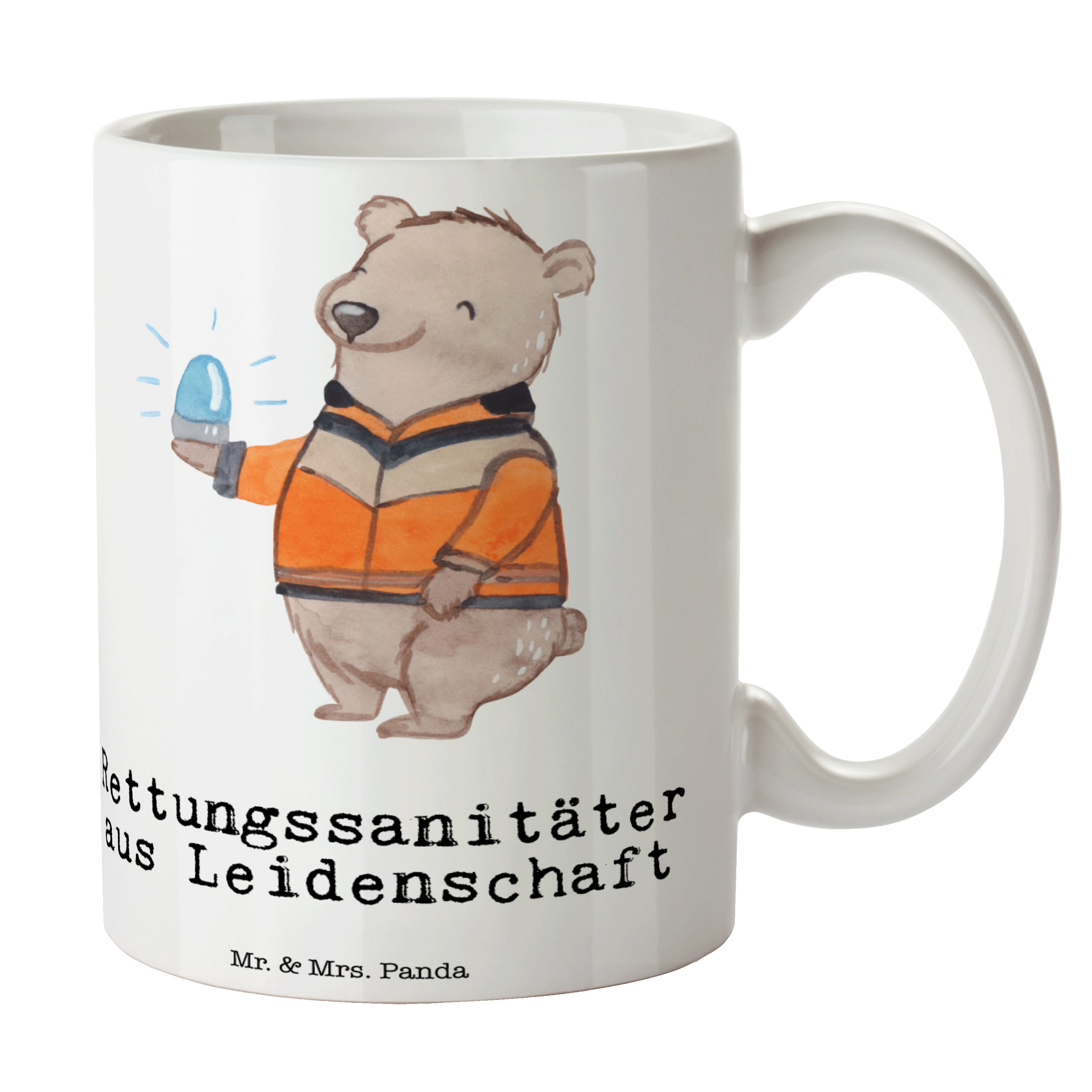 Mr. & Mrs. Panda Tasse Rettungssanitäter aus Leidenschaft - Weiß - Geschenk, Dankeschön, Tee, Keramik