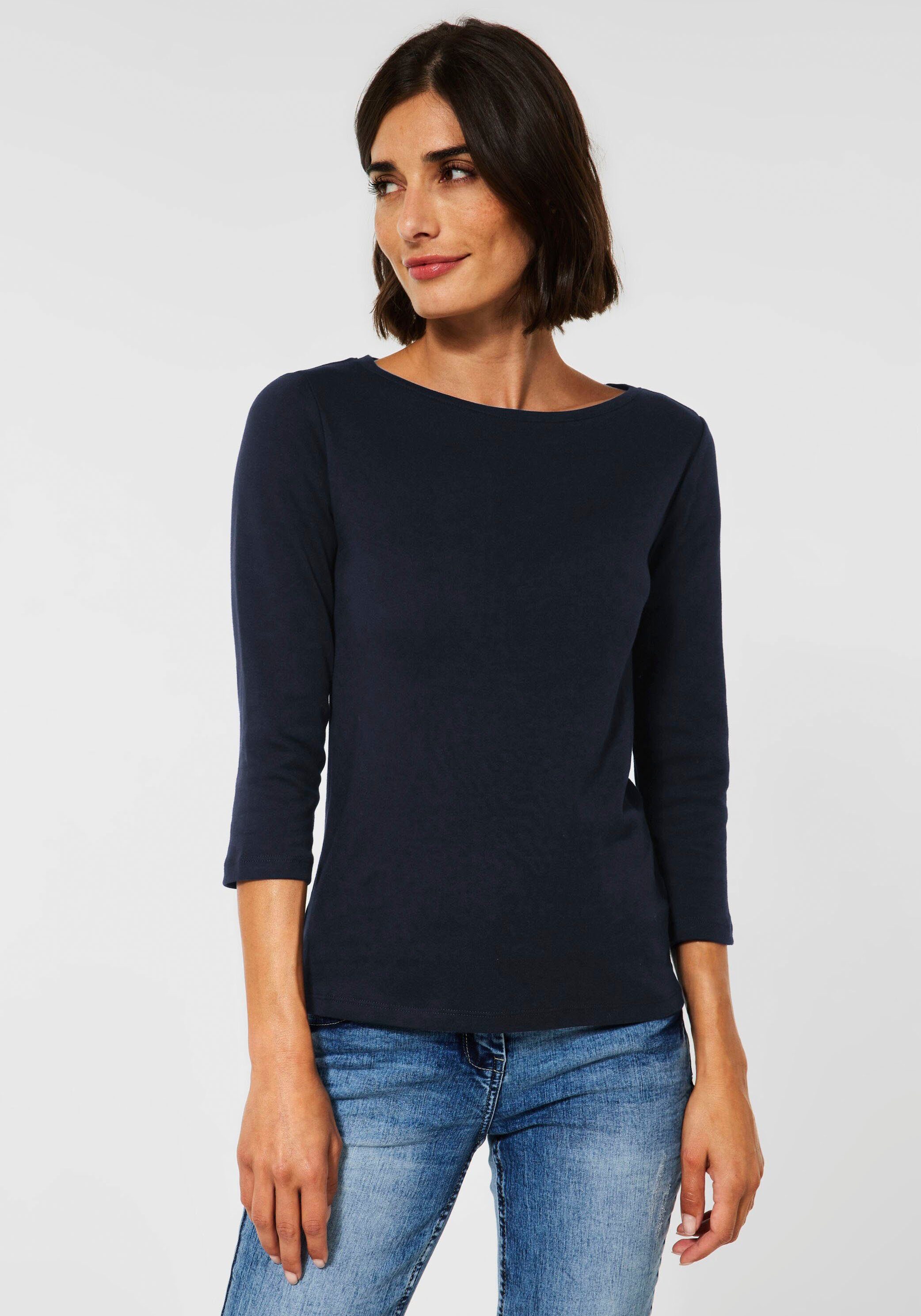 Cecil 3/4-Arm-Shirt mit U-Boot-Ausschnitt deep blue klassischem