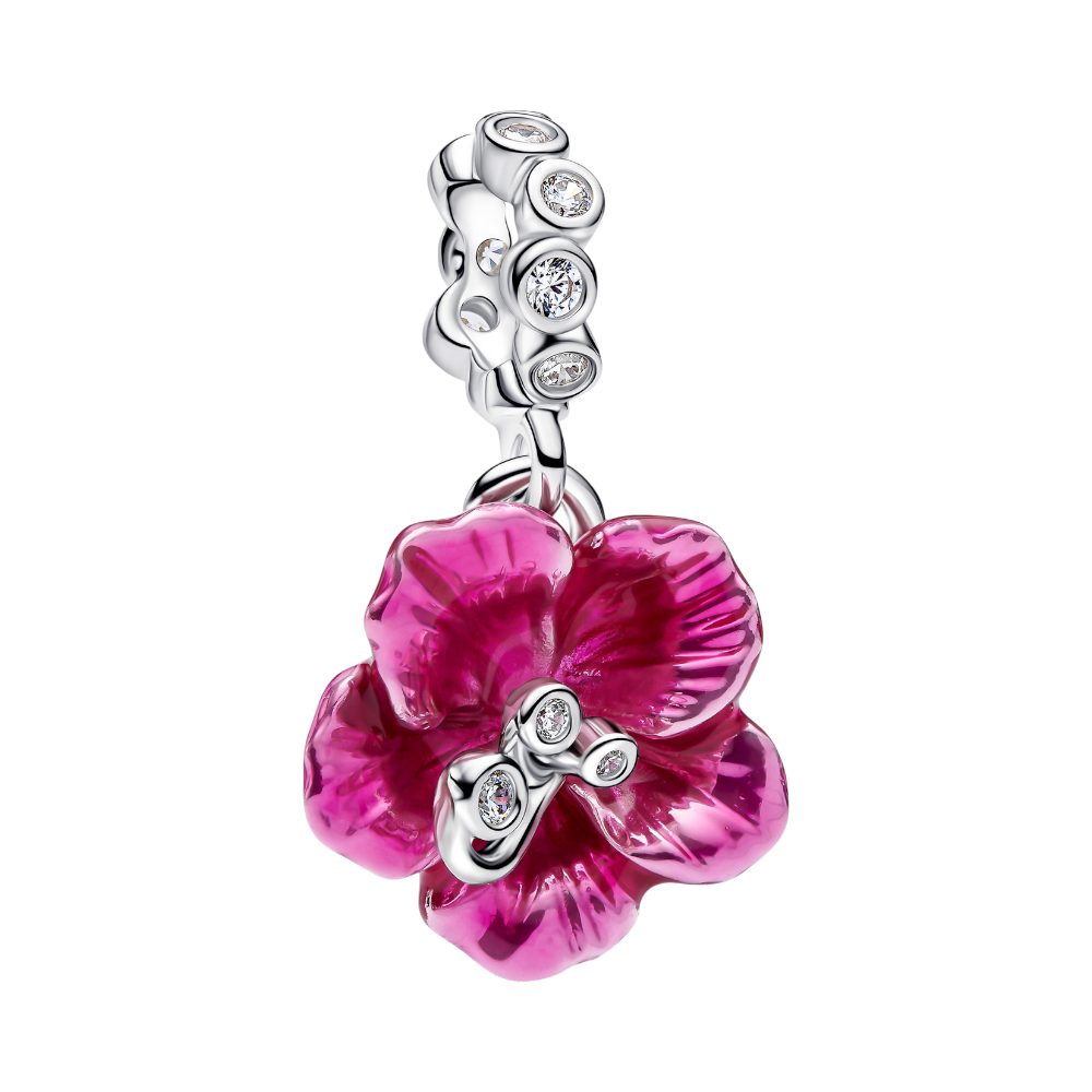 Pandora Charm Blume 794698C01, Hibiskusblüte, Zirkonia, Pink