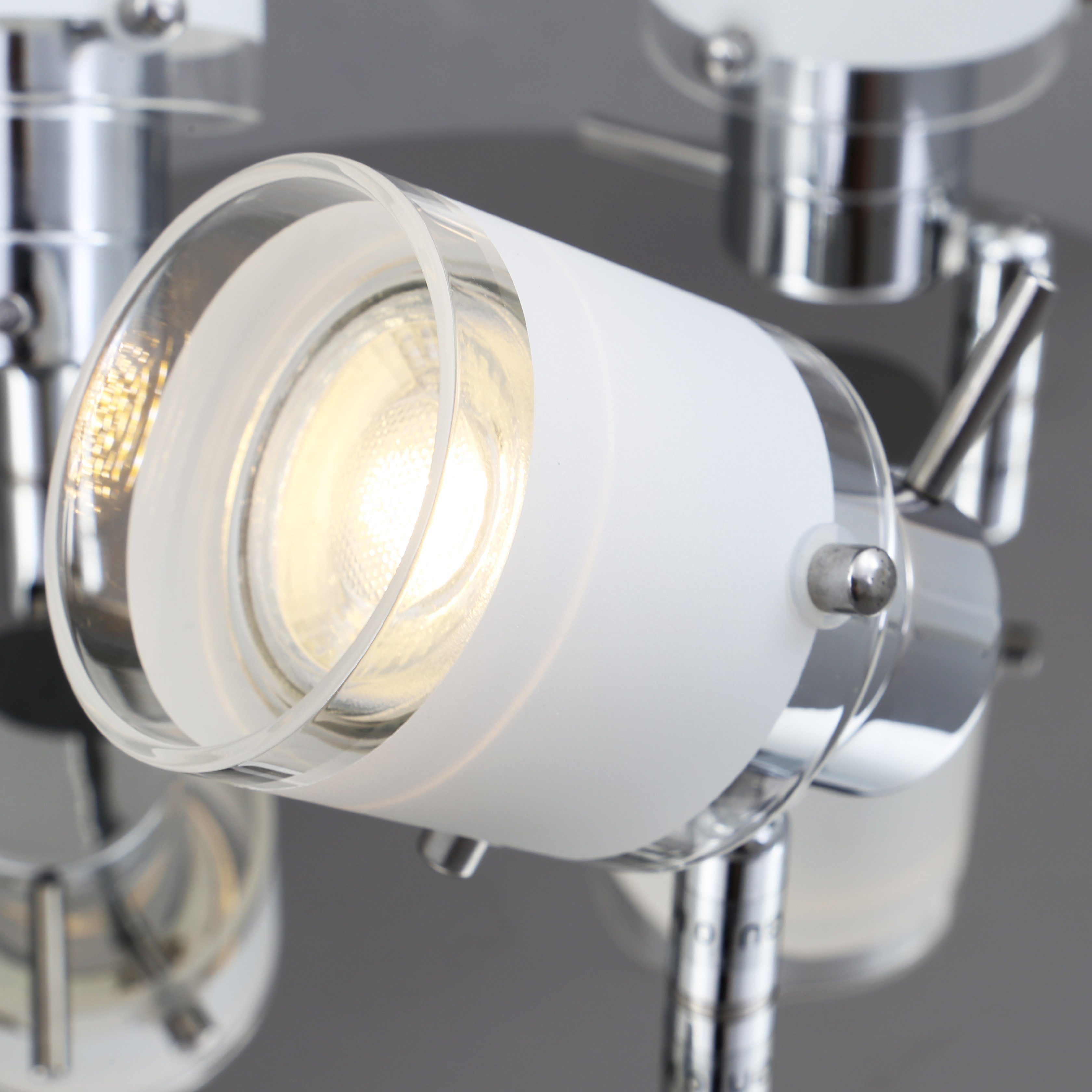 B.K.Licht LED Deckenleuchte, Warmweiß, Deckenlampe, IP44, Deckenstrahler, wechselbar, Badezimmer Bad, GU10, Leuchtmittel schwenkbar