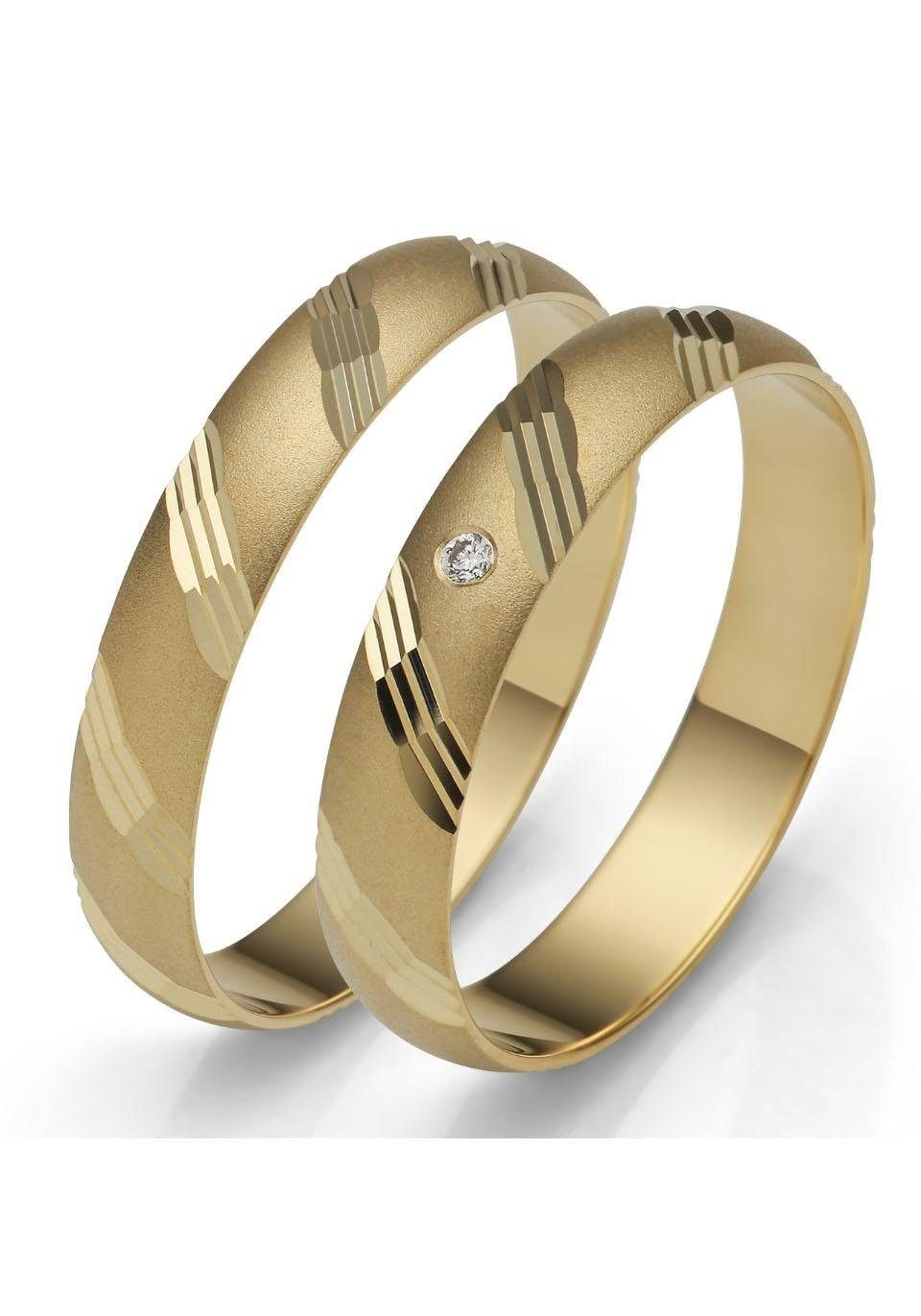 Firetti Trauring Schmuck Geschenk Gold 375 Hochzeit Ehering "LIEBE", Made in Germany - mit o. ohne Brillanten/Diamanten gelbgoldfarben