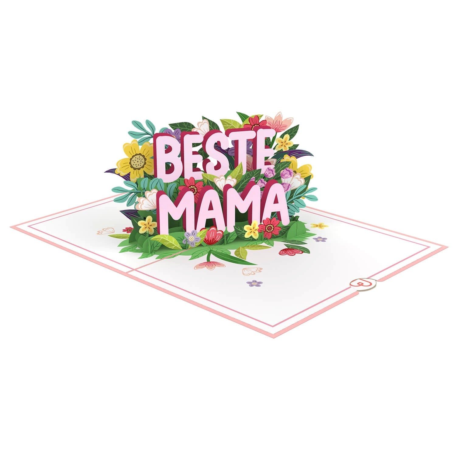 papercrush Muttertagskarte Beste Mama, Pop-Up Karte Muttertag, Handgemacht, Verschenkfertig