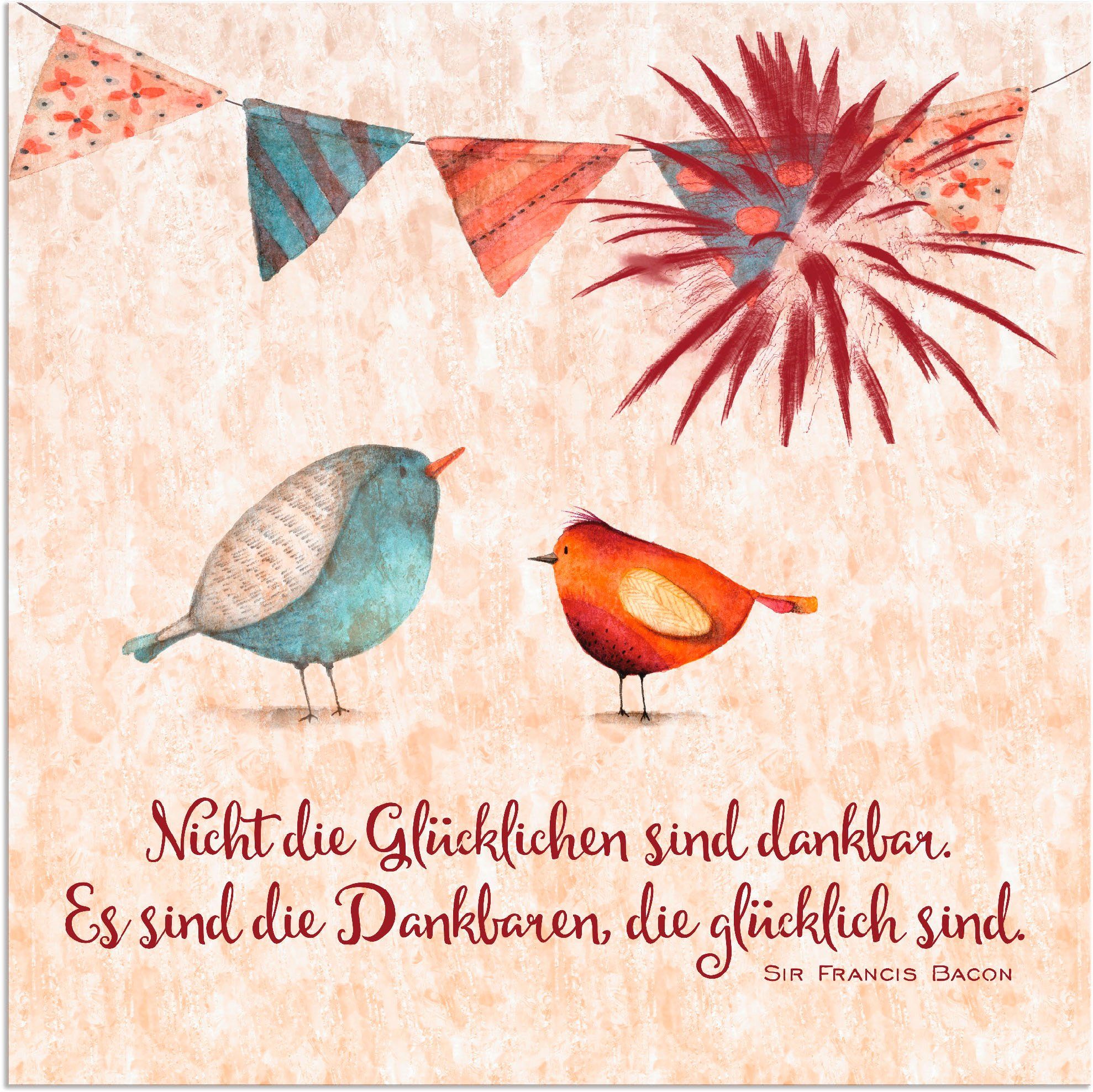 Artland Wandbild Lebensweisheit Glücklich, Tiere (1 St), als Alubild, Leinwandbild in verschied. Größen