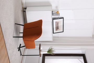Odikalo Polsterstuhl Einzelstühle Einzelsofa Sessel Metallbeine Gebrochenes Weiß/Orange