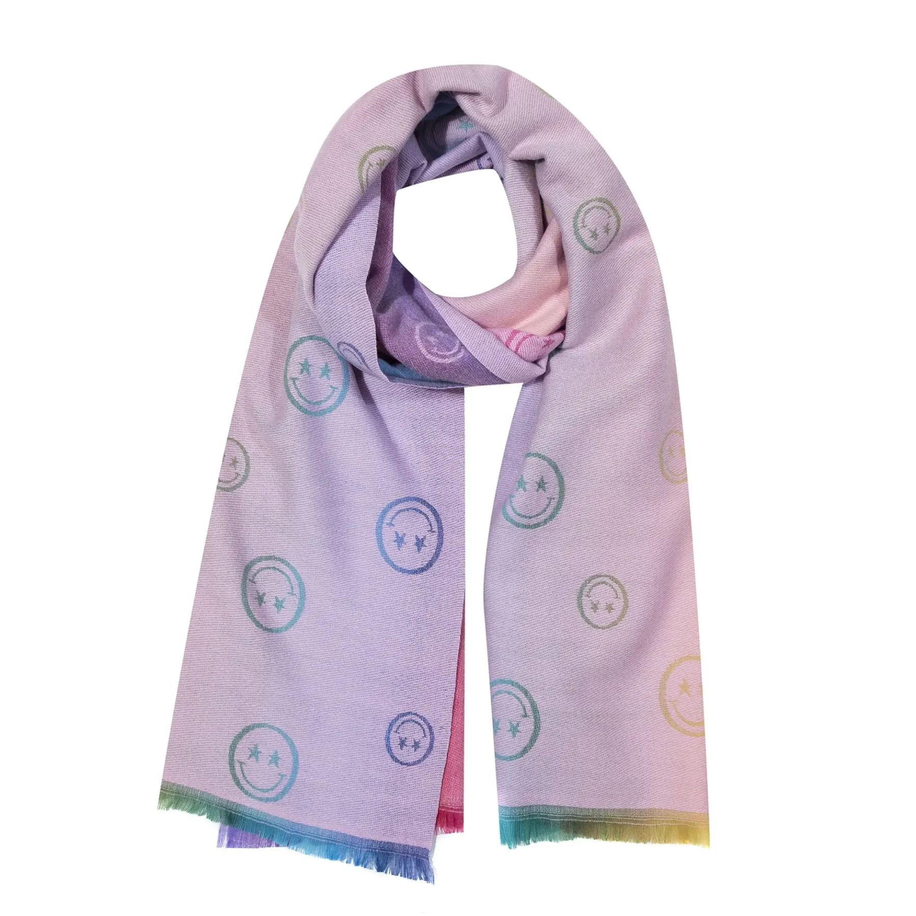 Faera Modeschal Leichter Mode-Schal Fransen Regenbogenfarbene Stickereien., (1-St), 9634 in Lila