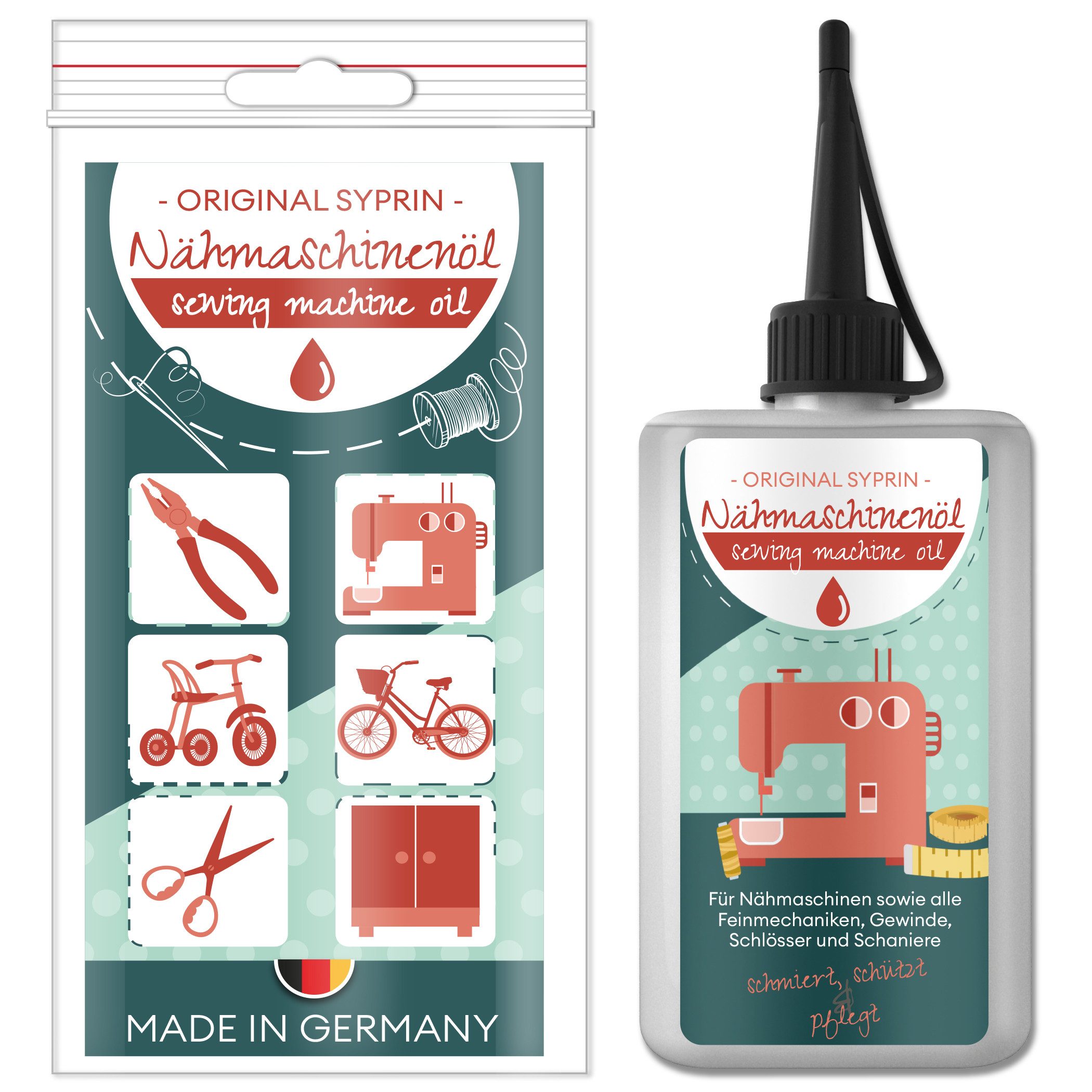 Original Syprin Feinmechaniköl Premium Nähmaschinenöl, Harz- & Säurefrei, Universal, 100 ml, (1-St., Harz- & Säurefrei, Ideal für feinmechanische Komponenten 100 ml), Harz- und säurefrei