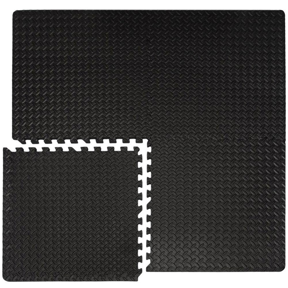 Fitnessmatte für Zuhause - 1,6 m² Trainingsmatte mit Rand - 4 Große Home Gym Matten