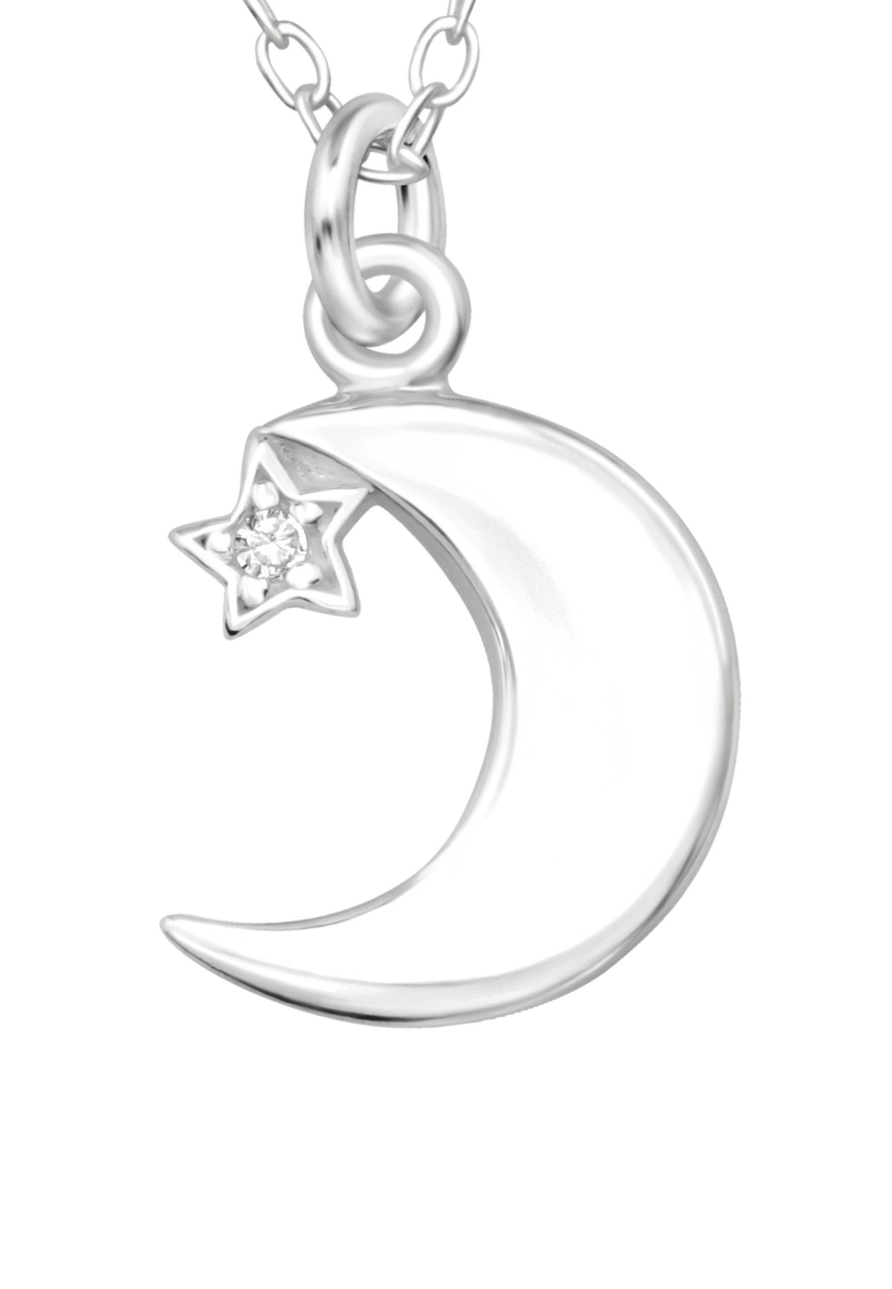 Diademita Collier Sterling Silber Halskette Mond mit Stern und Zirkonia (Set)
