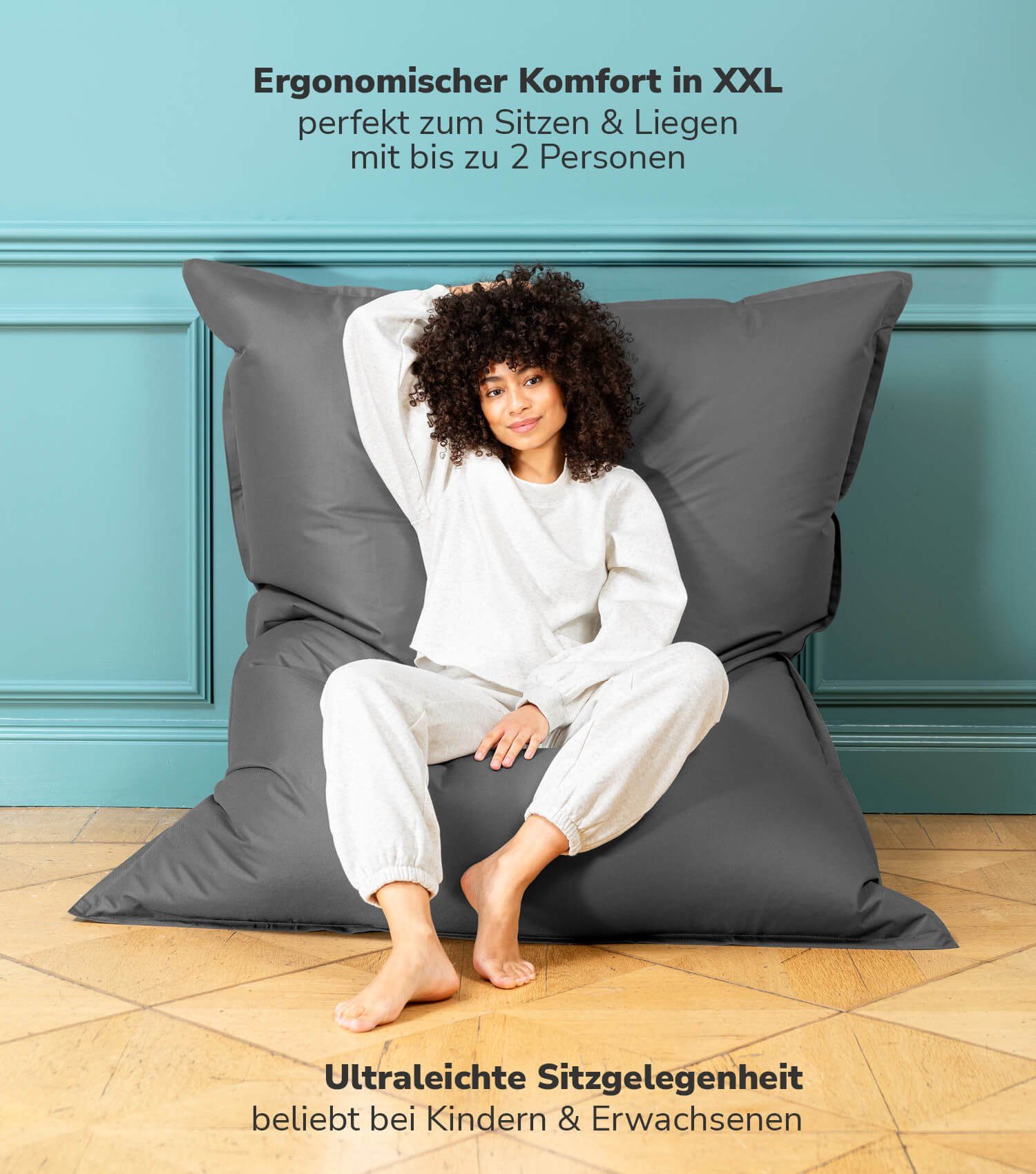 Bodenkissen, (mit Der Bean Grau Sitzsack Bag in Große Sitzkissen, XXL, Riesen Schutzhülle), mokebo Liegekissen