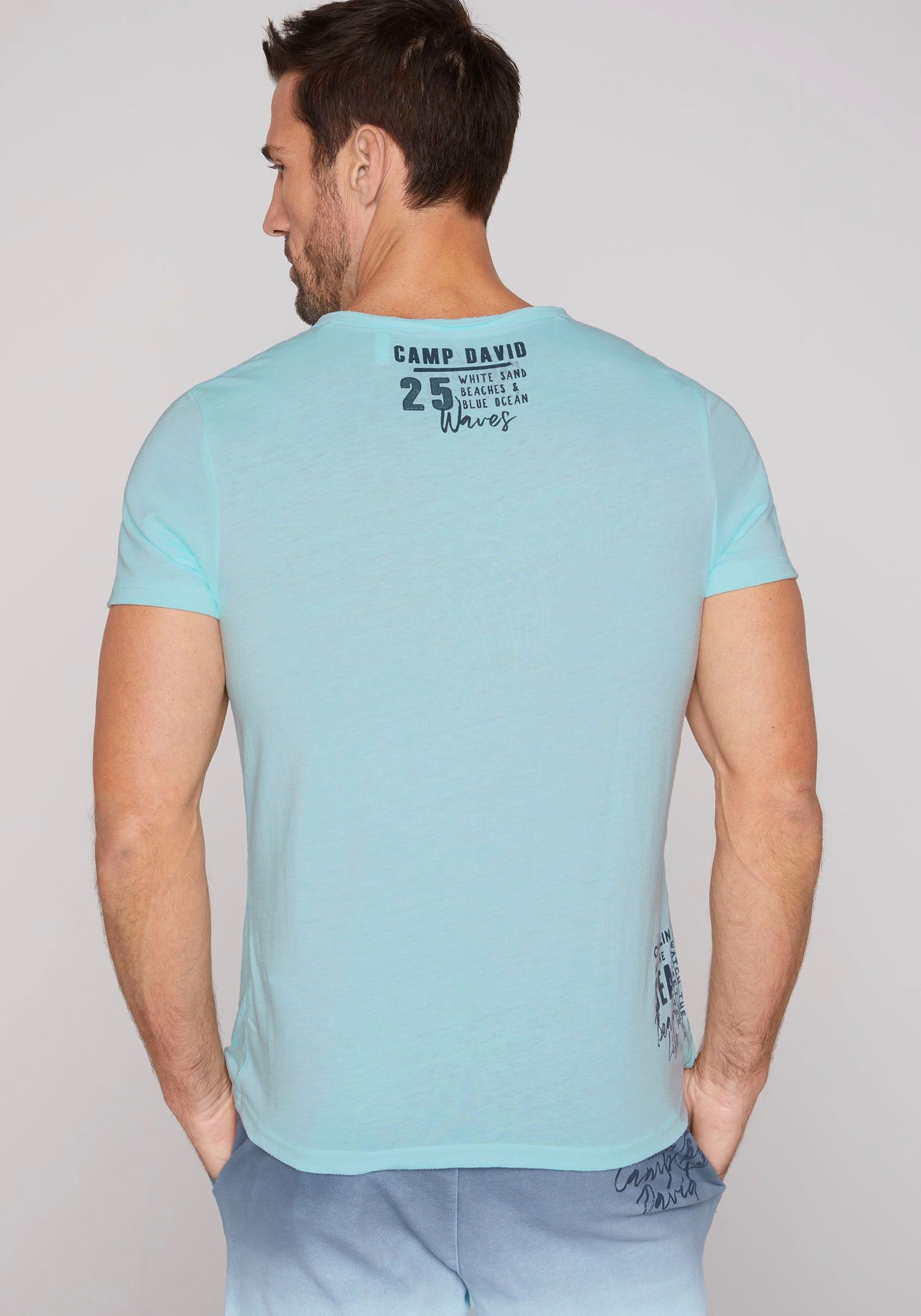 CAMP DAVID T-Shirt Kontrastnähten cool mit mint