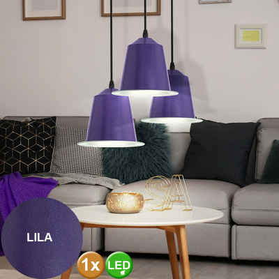 EGLO LED Pendelleuchte, Leuchtmittel inklusive, Warmweiß, LED 5 Watt Hänge Leuchte Pendel Lampe Violett Metallic Beleuchtung