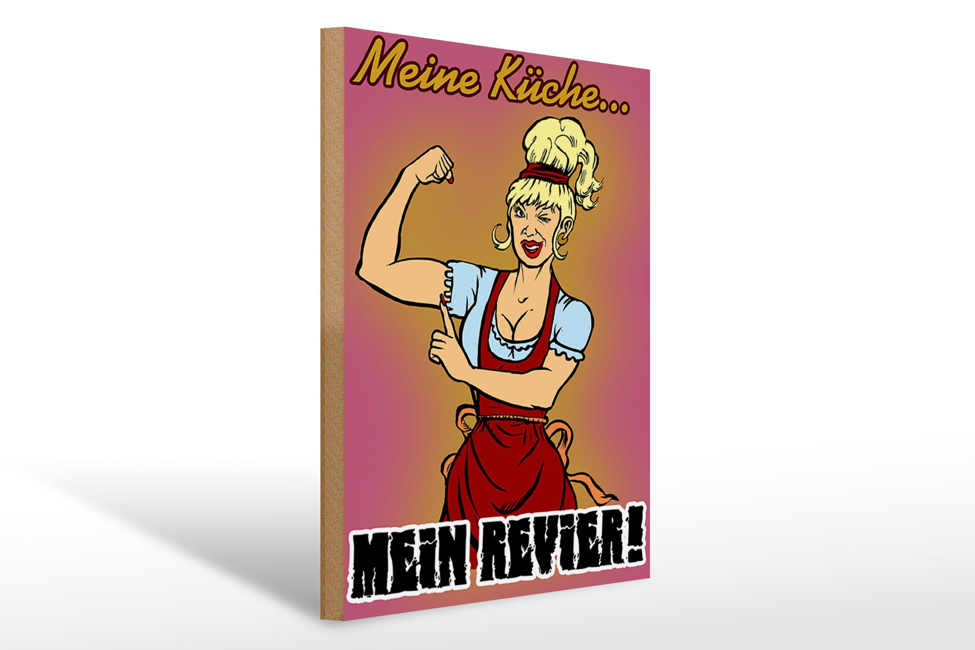 Femer GmbH Holzbild Pinup 30x40cm Spruch Meine Küche mein Revier, Küche