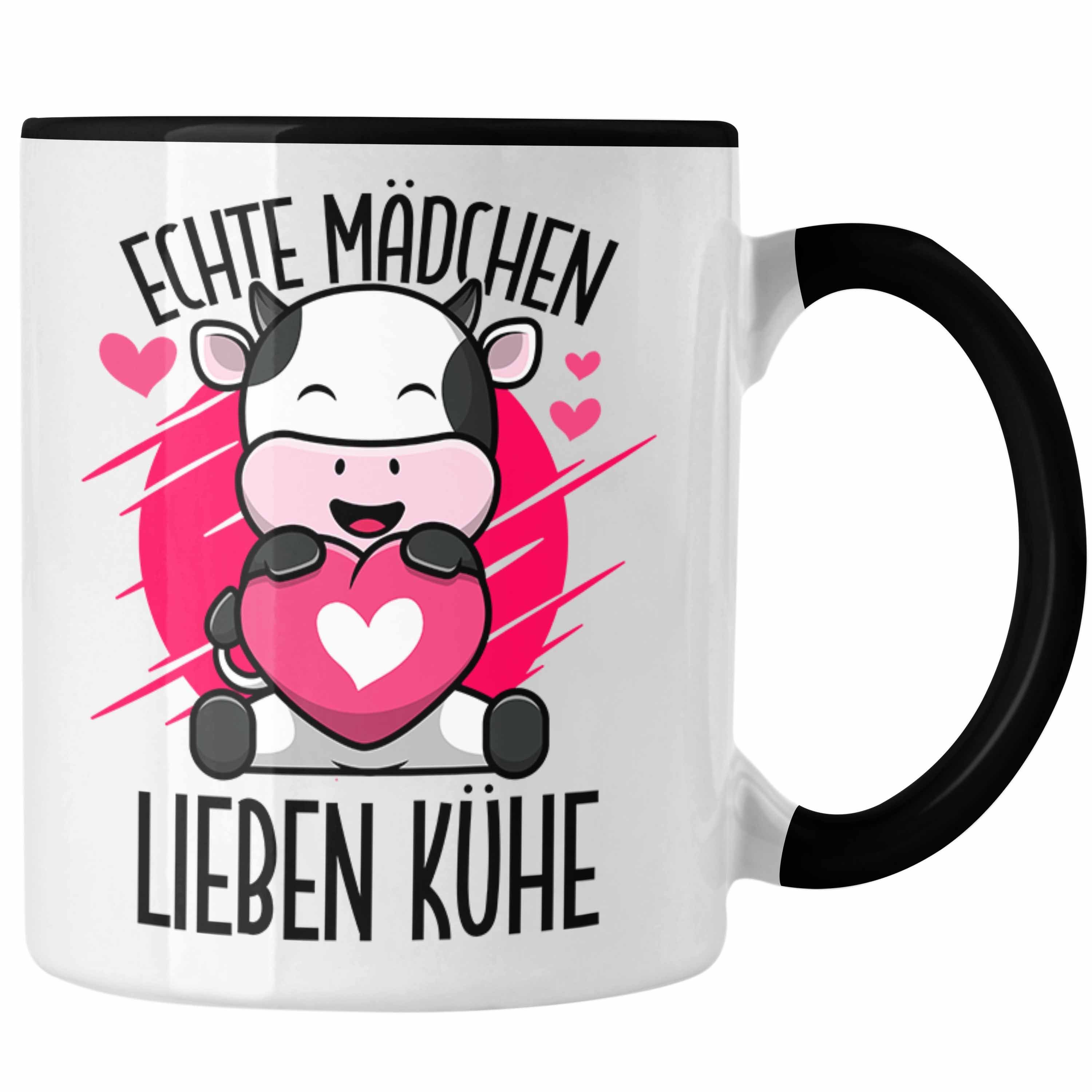 Trendation Tasse Tasse Kuh Liebhaber Lustige Geschenkidee für Mädchen Kühe Schwarz