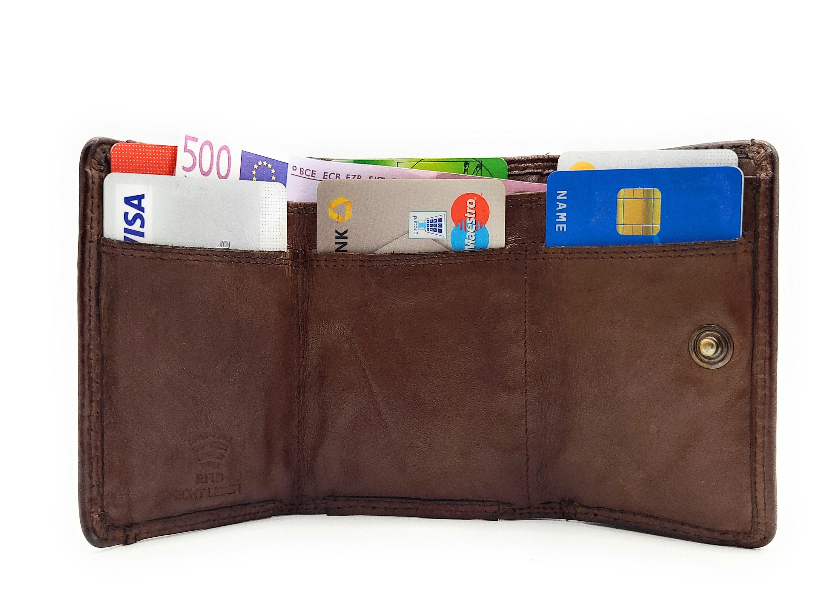 Hill Burry Mini Geldbörse kleines echt Leder Portemonnaie mit RFID Schutz Waschleder, ein Handschmeichler, ideal auch für den Urlaub