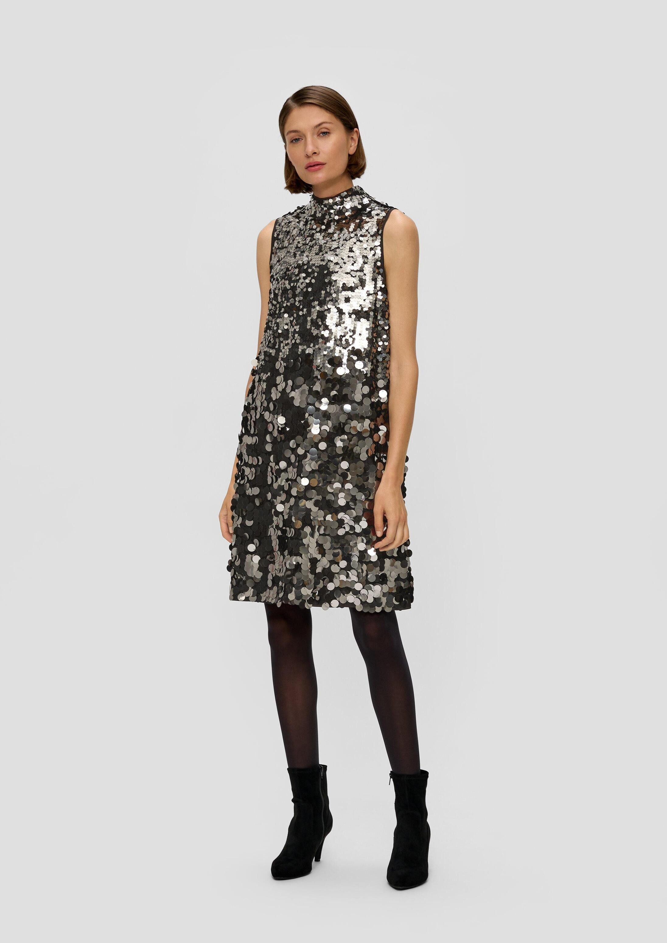 s.Oliver Minikleid Kleid Mesh-Kleid mit Pailletten-Besatz